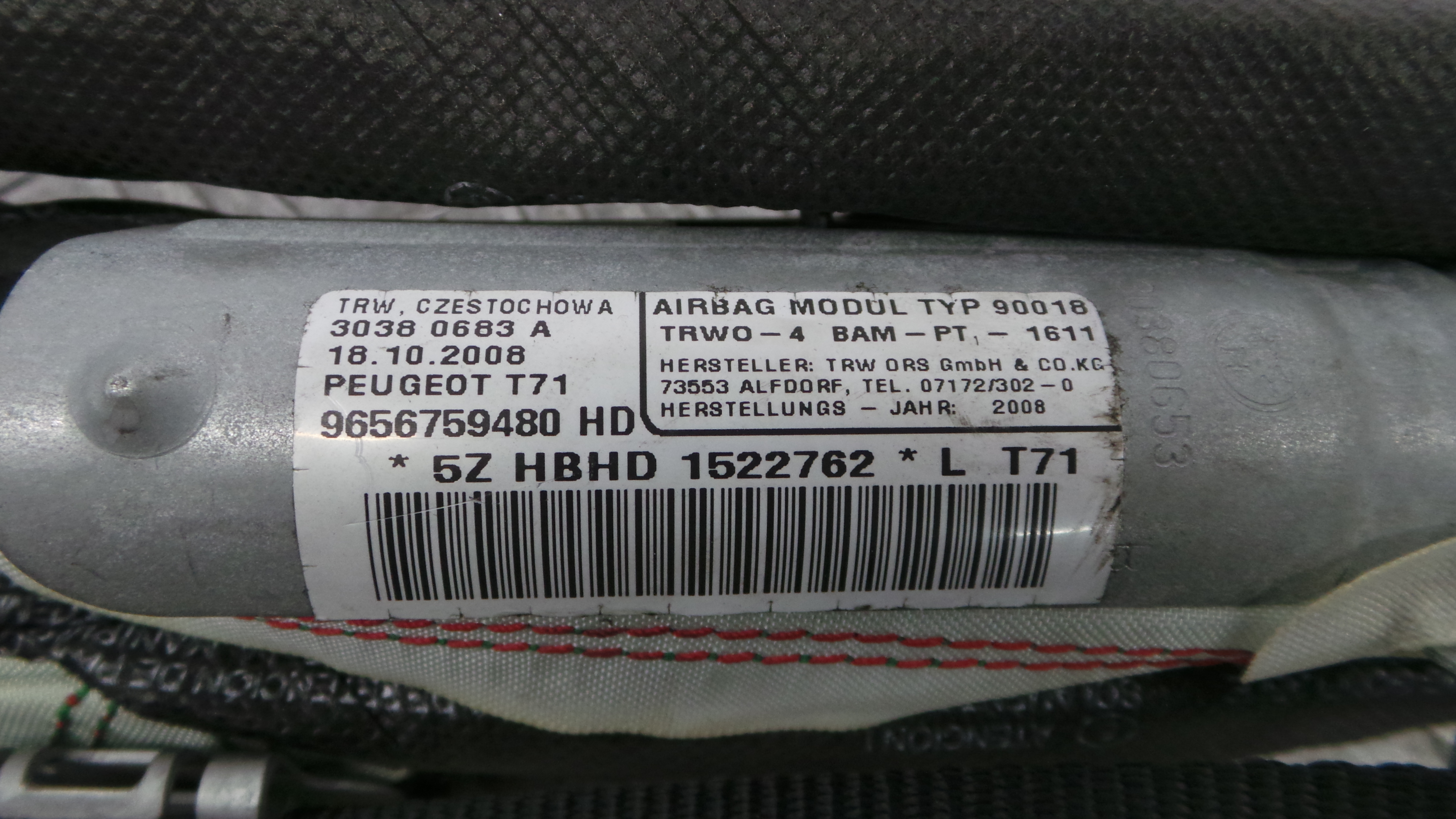 Airbags de Cortina Esq 9656759480 - PEUGEOT 308 I (4A_, 4C_)-36586130