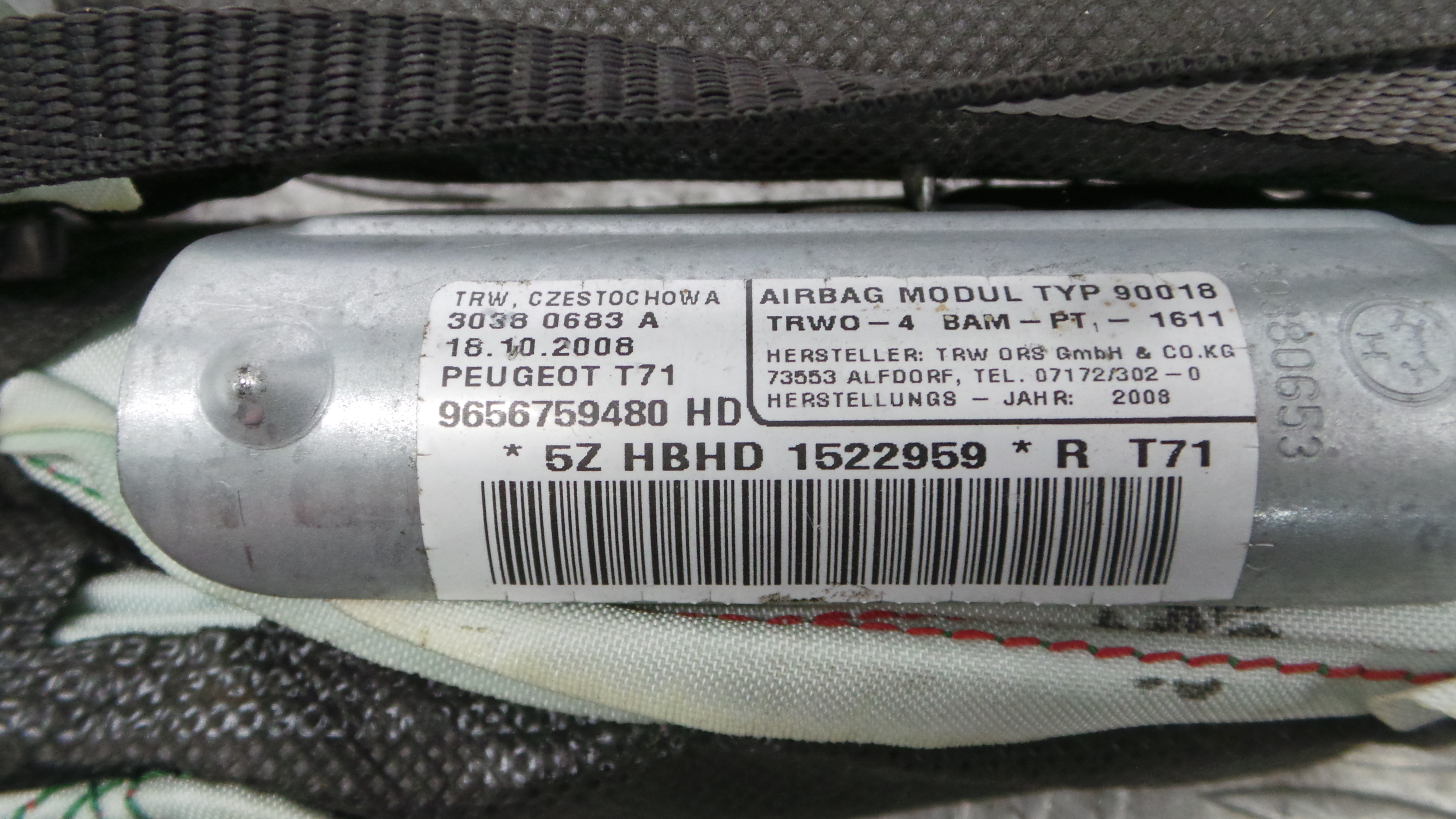 Airbags de Cortina Esq 9656759480 - PEUGEOT 308 SW I (4E_, 4H_)-36586142