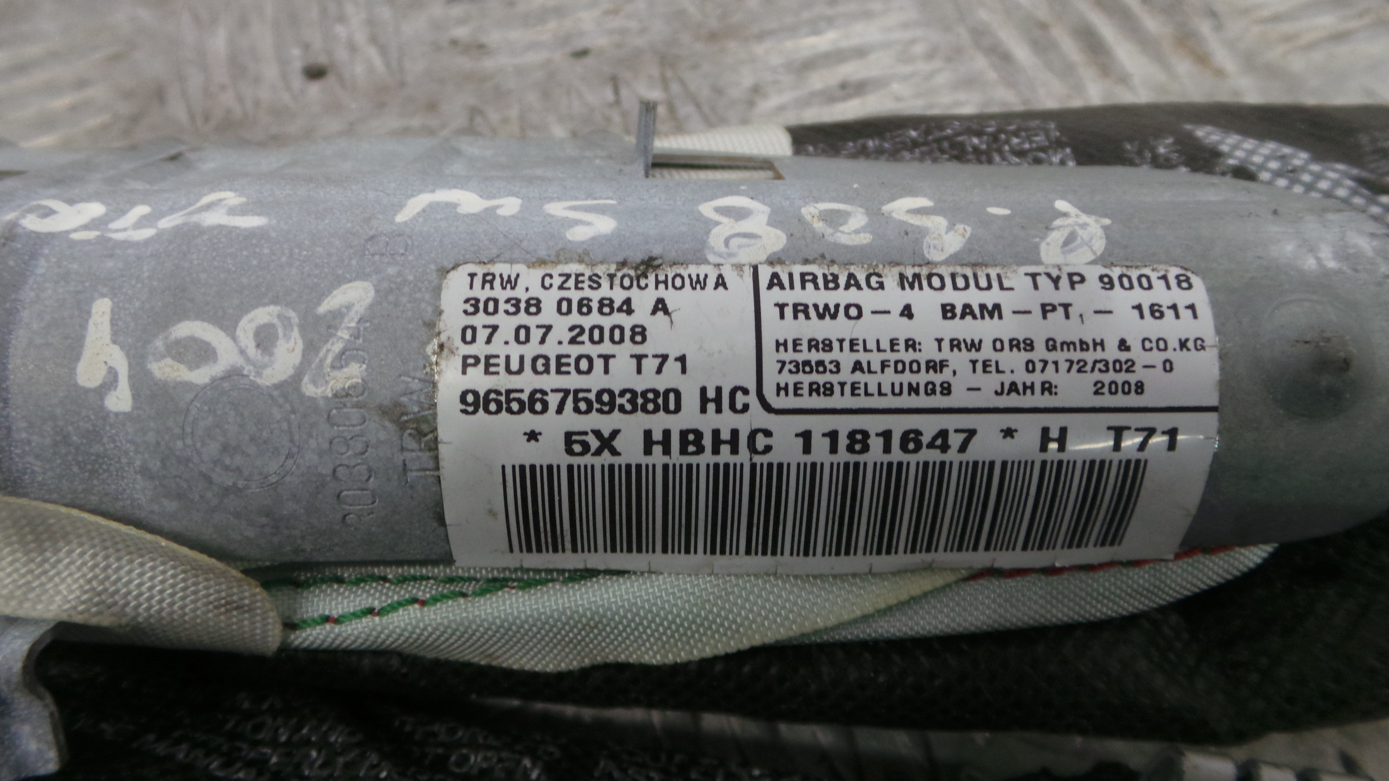 Airbags de Cortina Dto 9656759380 - PEUGEOT 308 SW I (4E_, 4H_)-36586166