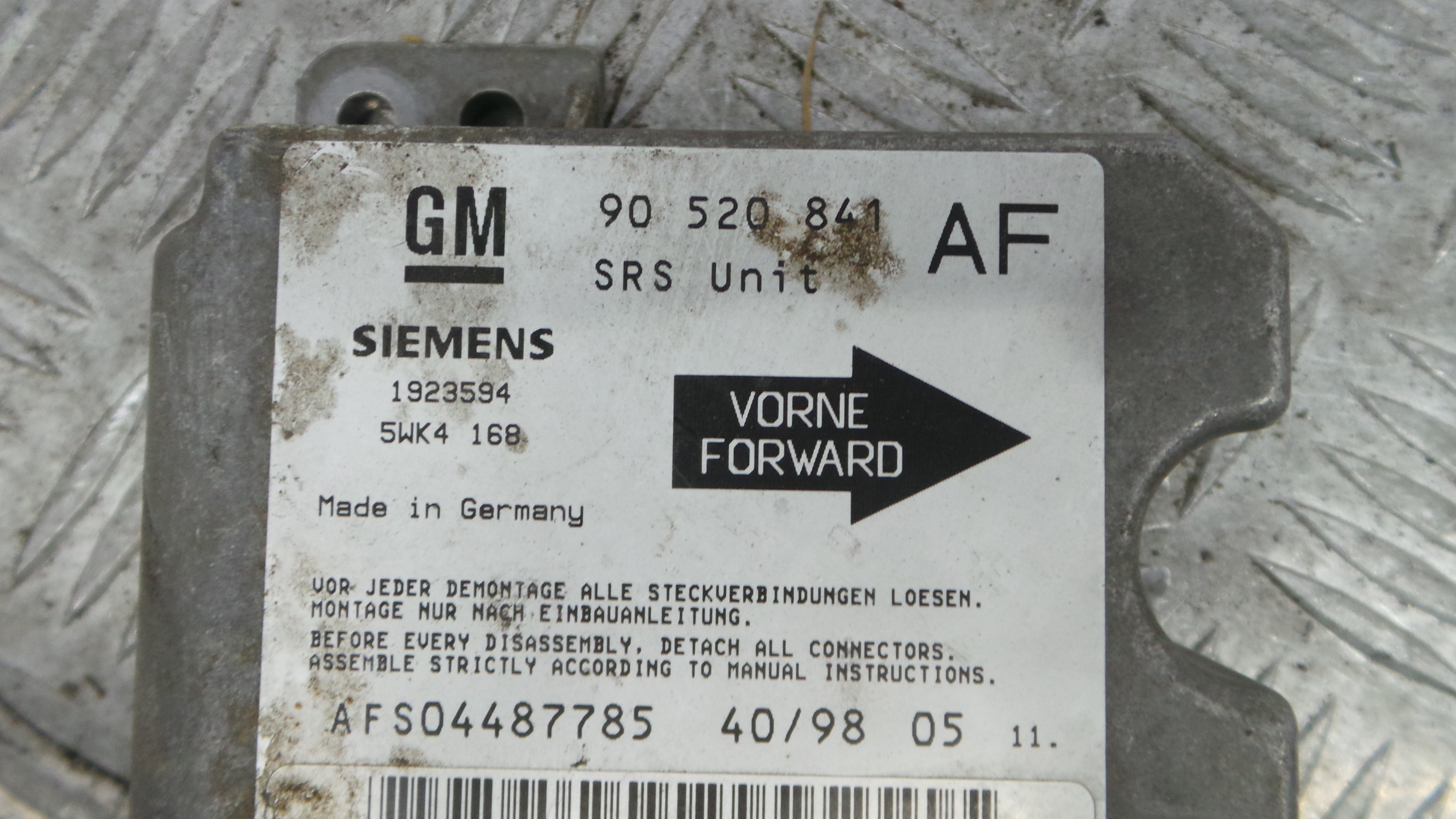 Centralina de Airbags 90520841 - OPEL ASTRA G Combi (T98)-36691366