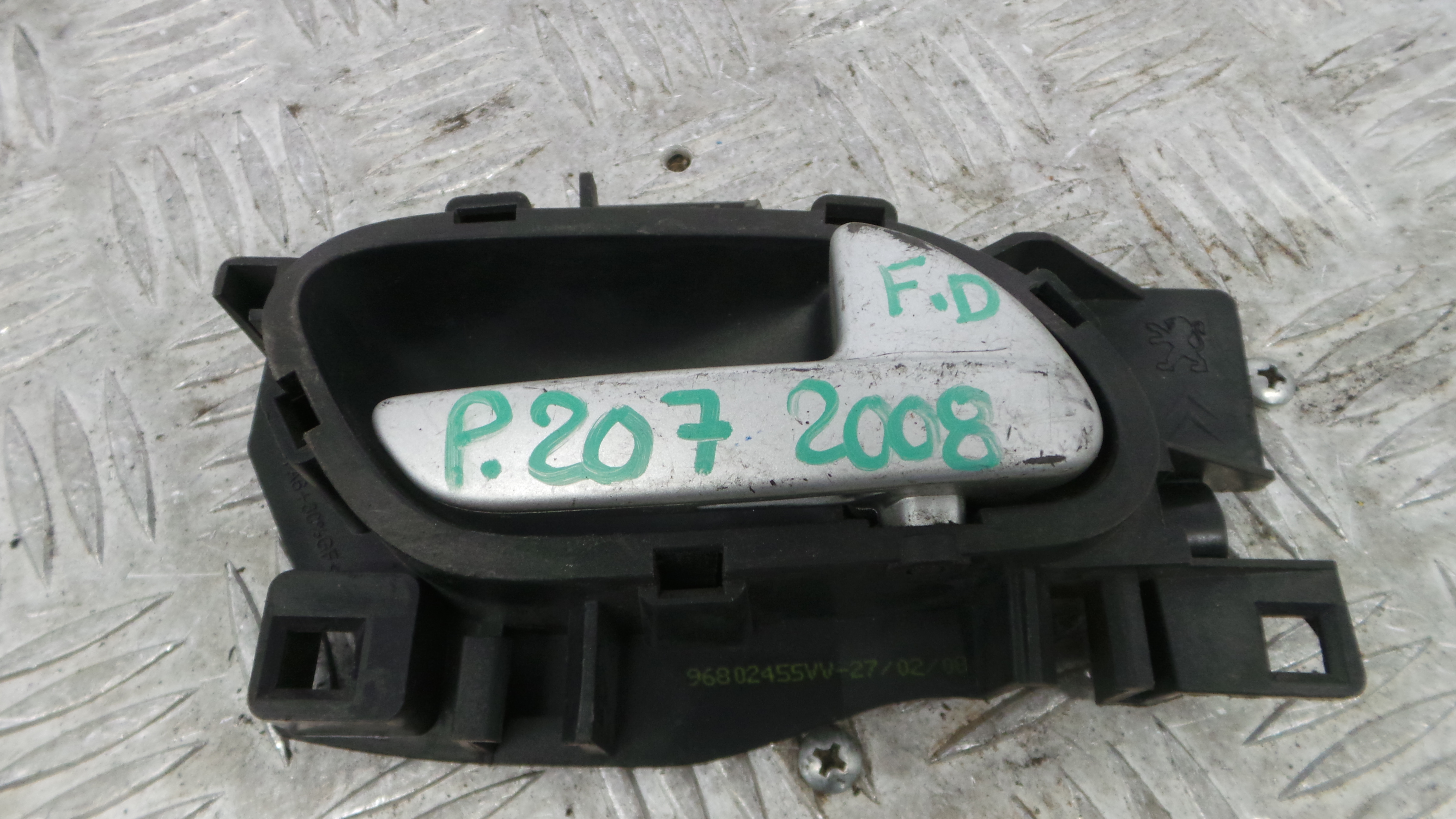 Puxador Interior Frente Direita 96802455VV - PEUGEOT 207 (WA_, WC_), 207/207+ (WA_, WC_)-36754715
