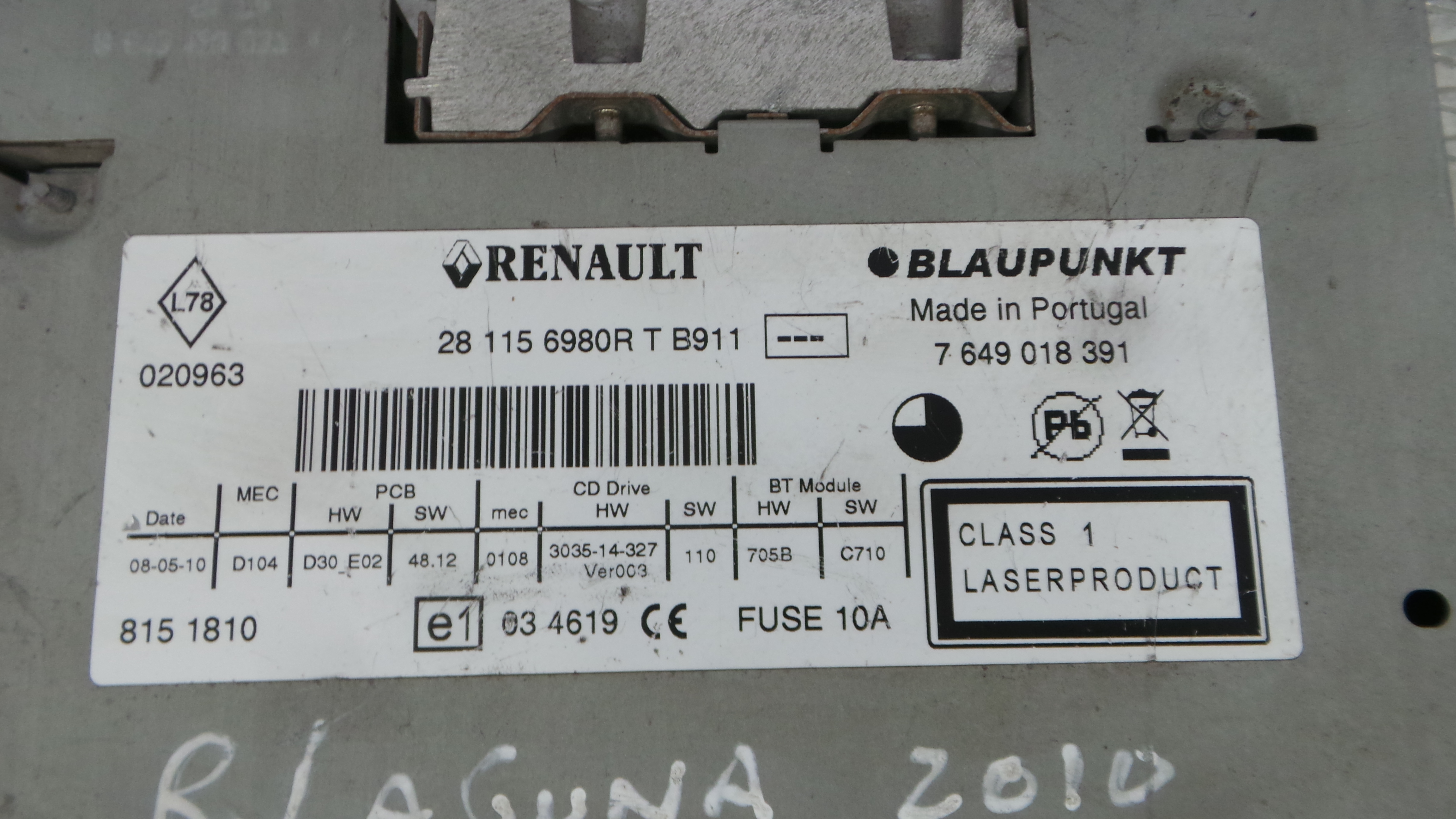 Auto-rádios 281156980R - RENAULT LAGUNA III (BT0/1)-37037332