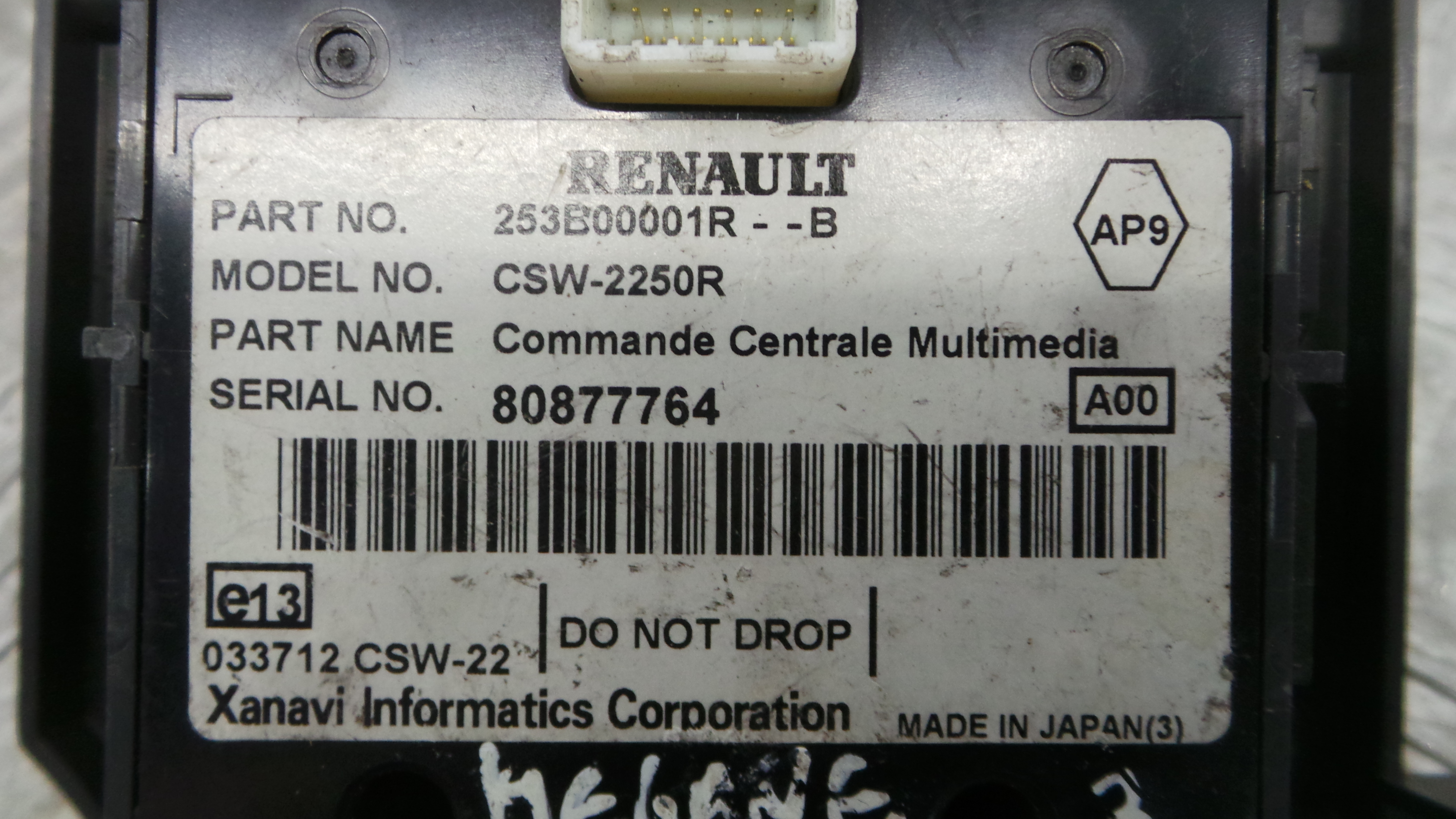 Comando Multifunções 253B00001R - RENAULT MEGANE III Hatchback (BZ0/1_, B3_)-37042547