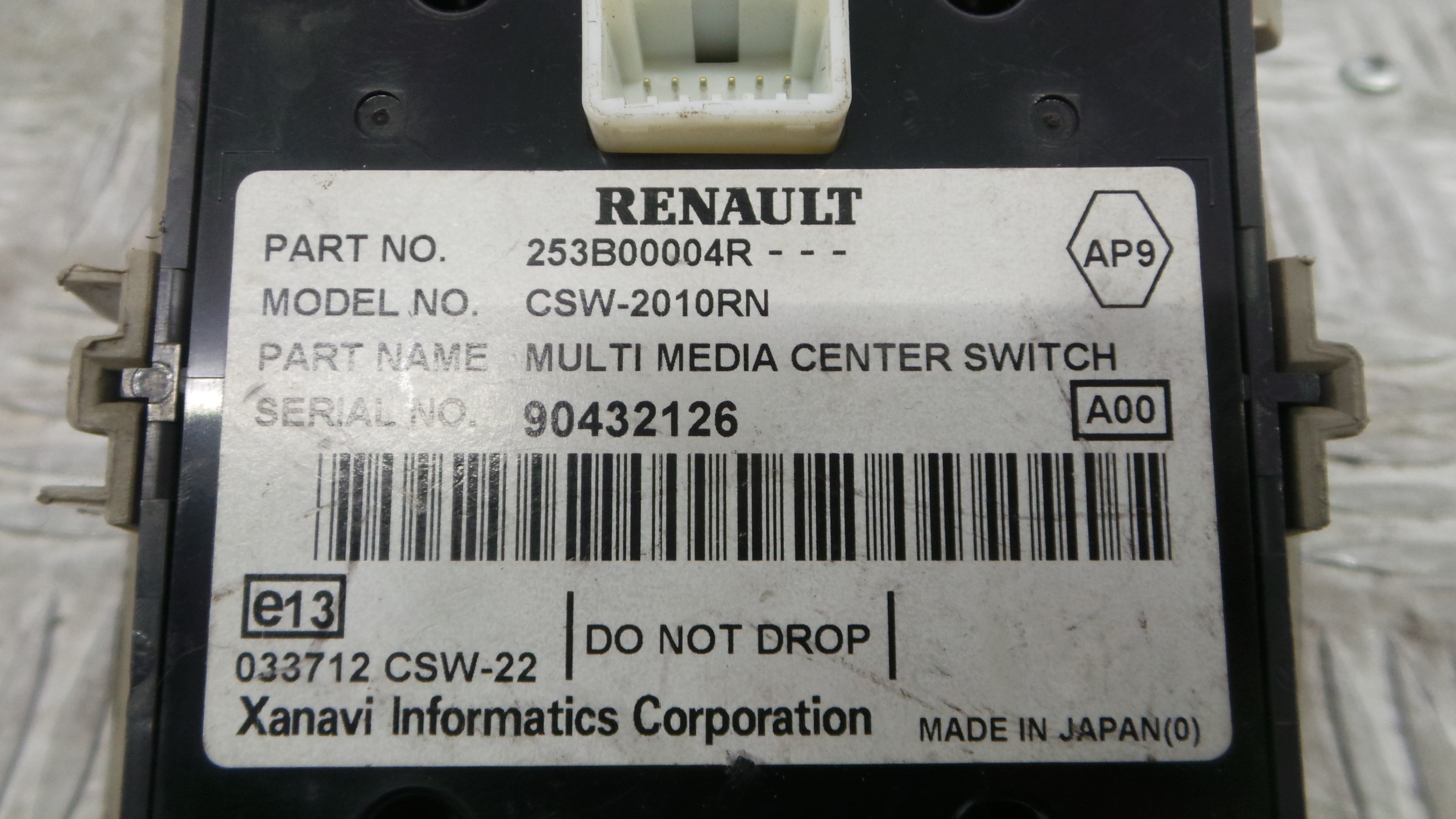 Comando Multifunções 253B00004R - RENAULT SCÉNIC III (JZ0/1_)-37042605