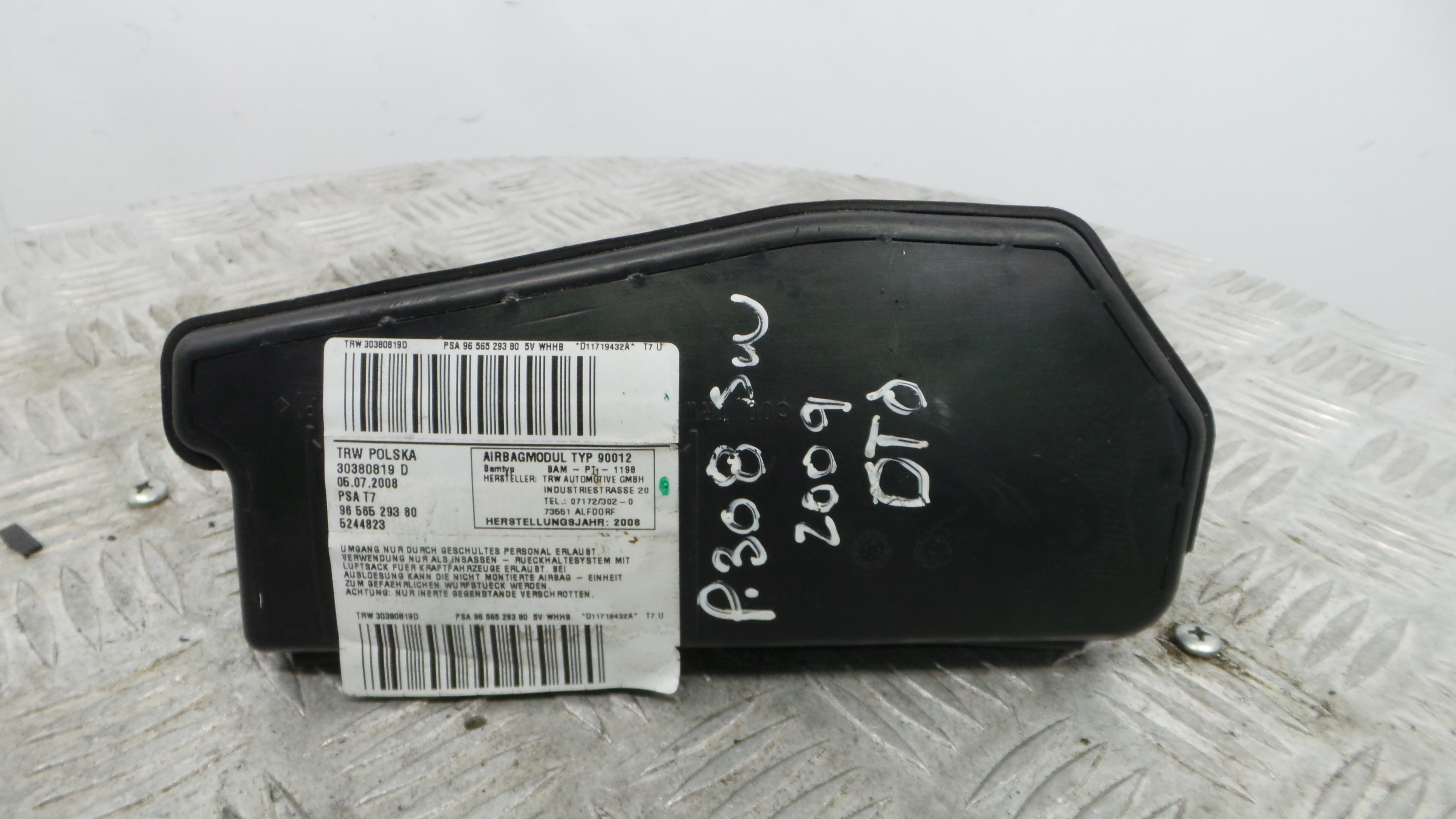 Airbag Banco Dto 9656529380 - PEUGEOT 308 SW I (4E_, 4H_)-37811524 Airbag Banco Dto 9656529380 - PEUGEOT 308 SW I (4E_, 4H_)-37811524