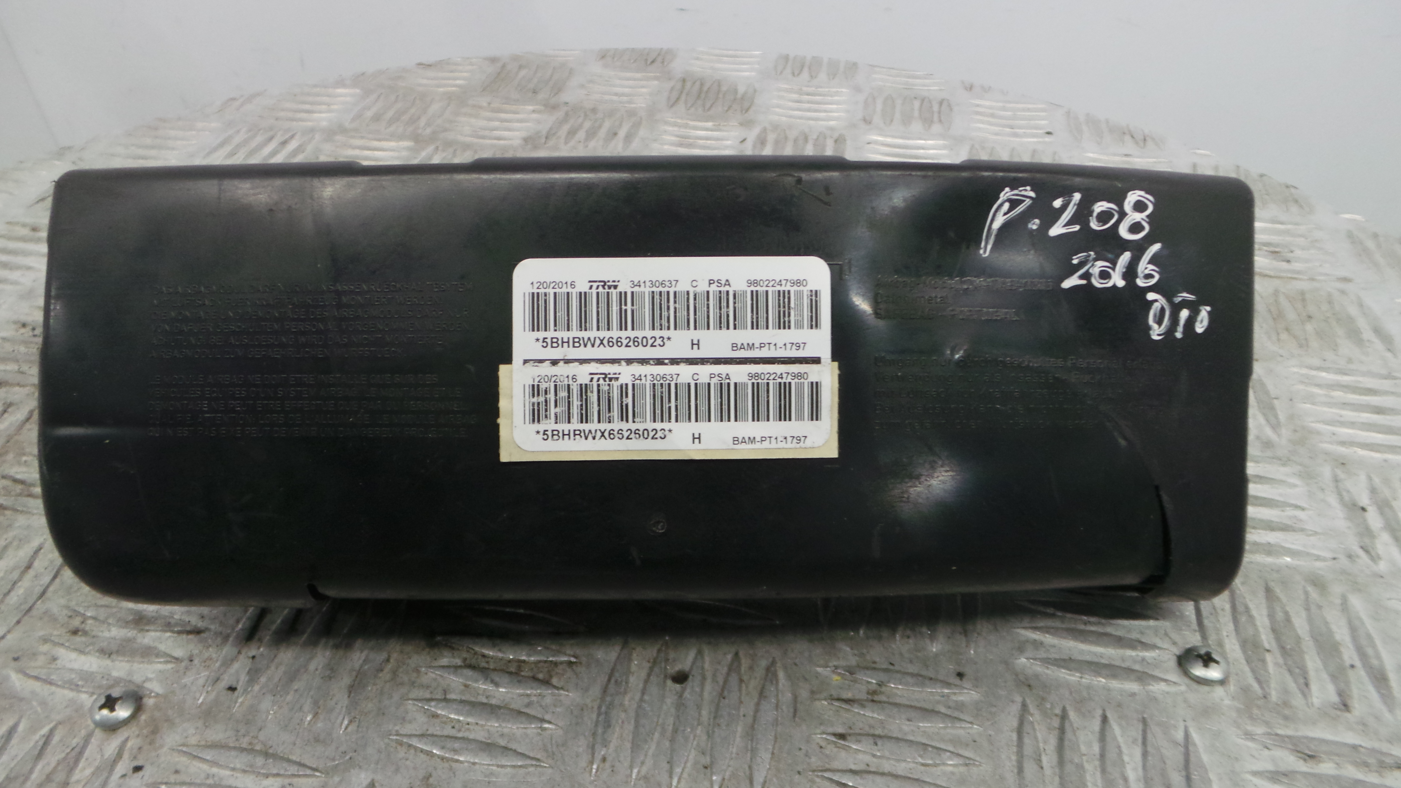 Airbag Banco Dto 9802247980 - PEUGEOT 208 I (CA_, CC_)-37811651 Airbag Banco Dto 9802247980 - PEUGEOT 208 I (CA_, CC_)-37811651