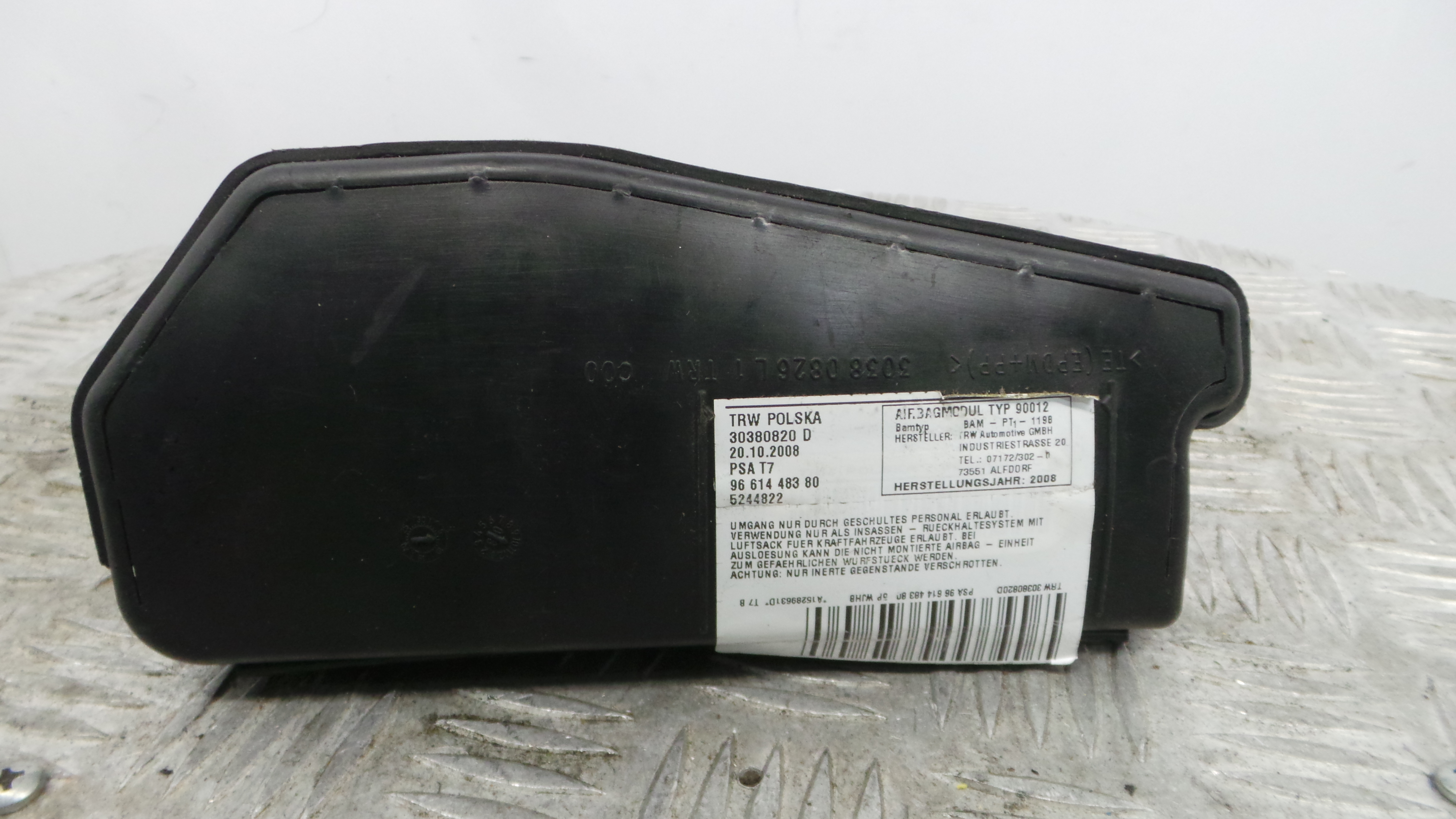 Airbag Banco Esq 9661448380 - PEUGEOT 308 SW I (4E_, 4H_)-37811657 Airbag Banco Esq 9661448380 - PEUGEOT 308 SW I (4E_, 4H_)-37811657