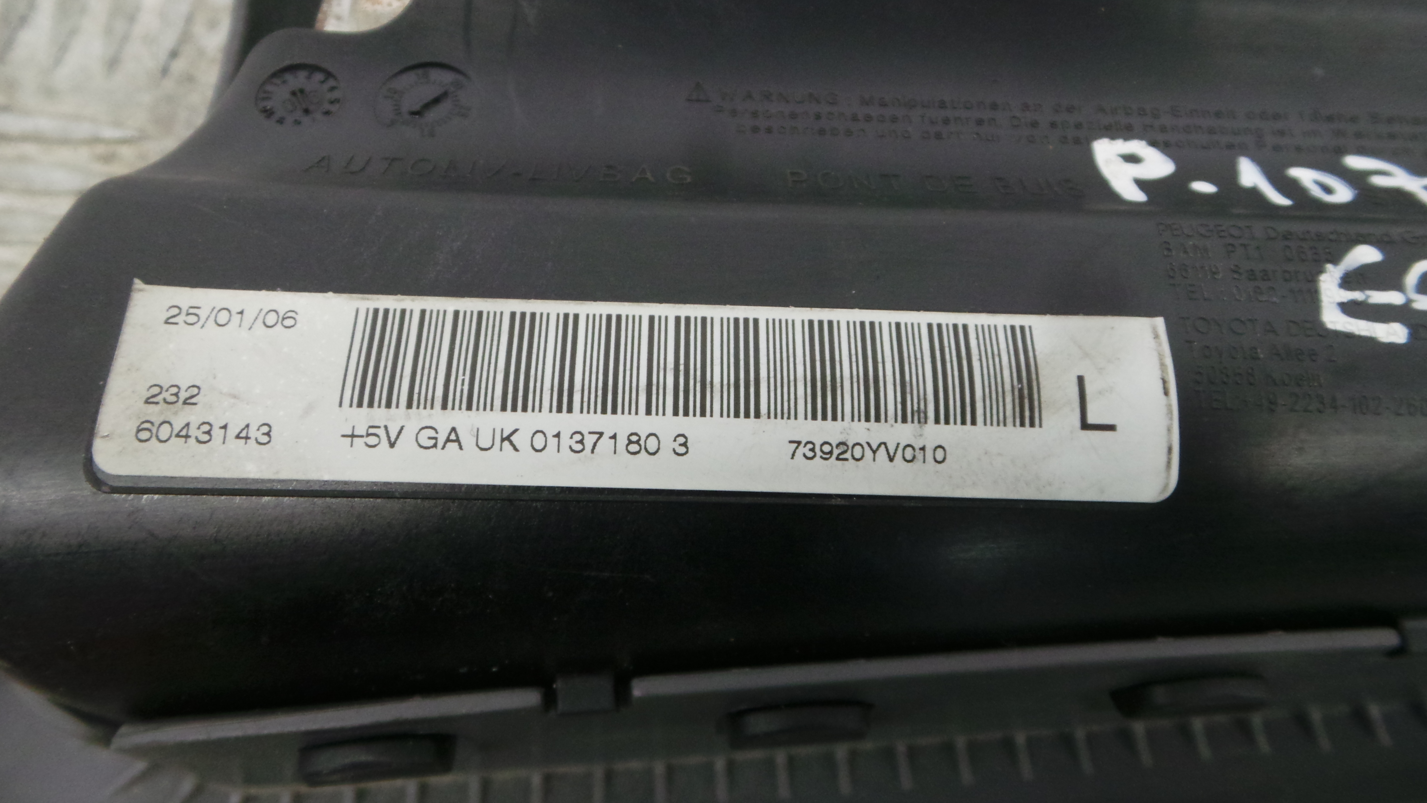 Airbag Banco Esq 73920YV010 - PEUGEOT 107 (PM_, PN_)-37811681