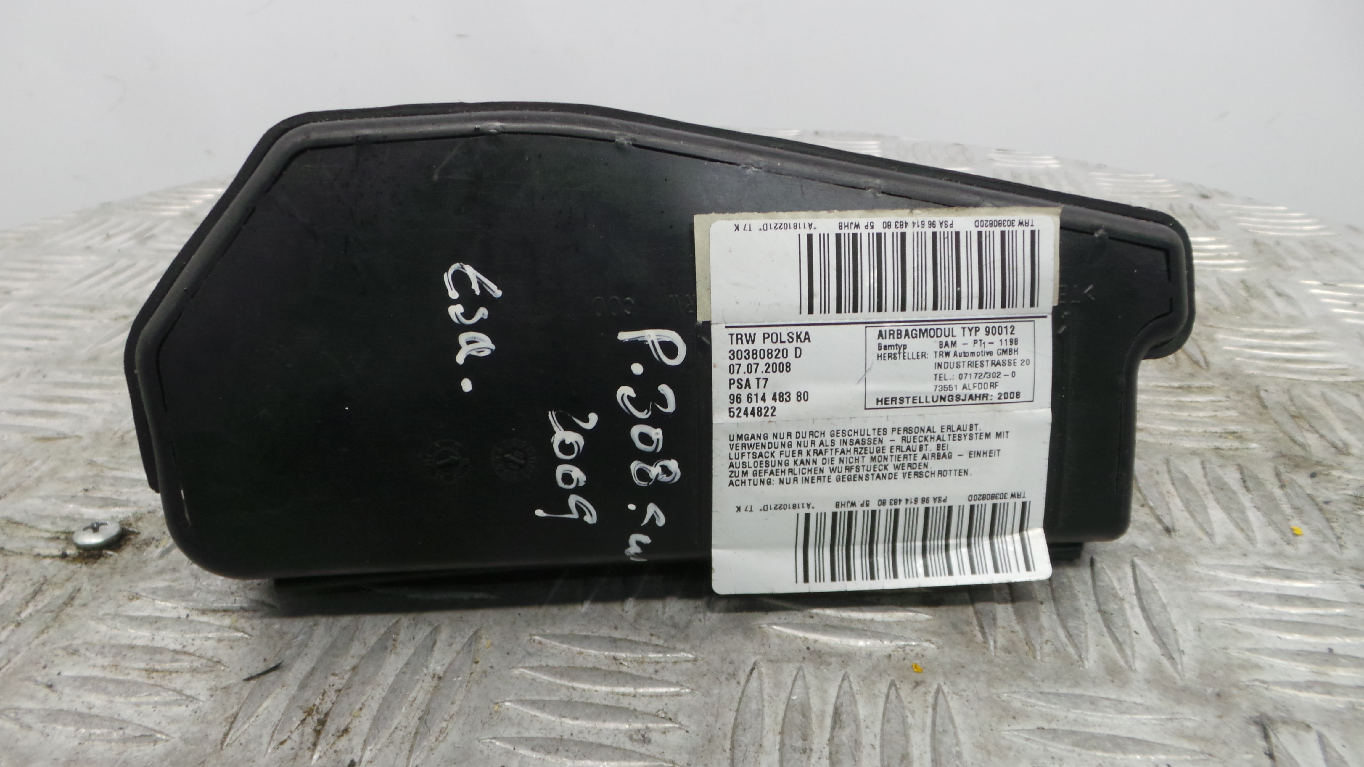 Airbag Banco Esq 9661448380 - PEUGEOT 308 SW I (4E_, 4H_)-37811979 Airbag Banco Esq 9661448380 - PEUGEOT 308 SW I (4E_, 4H_)-37811979