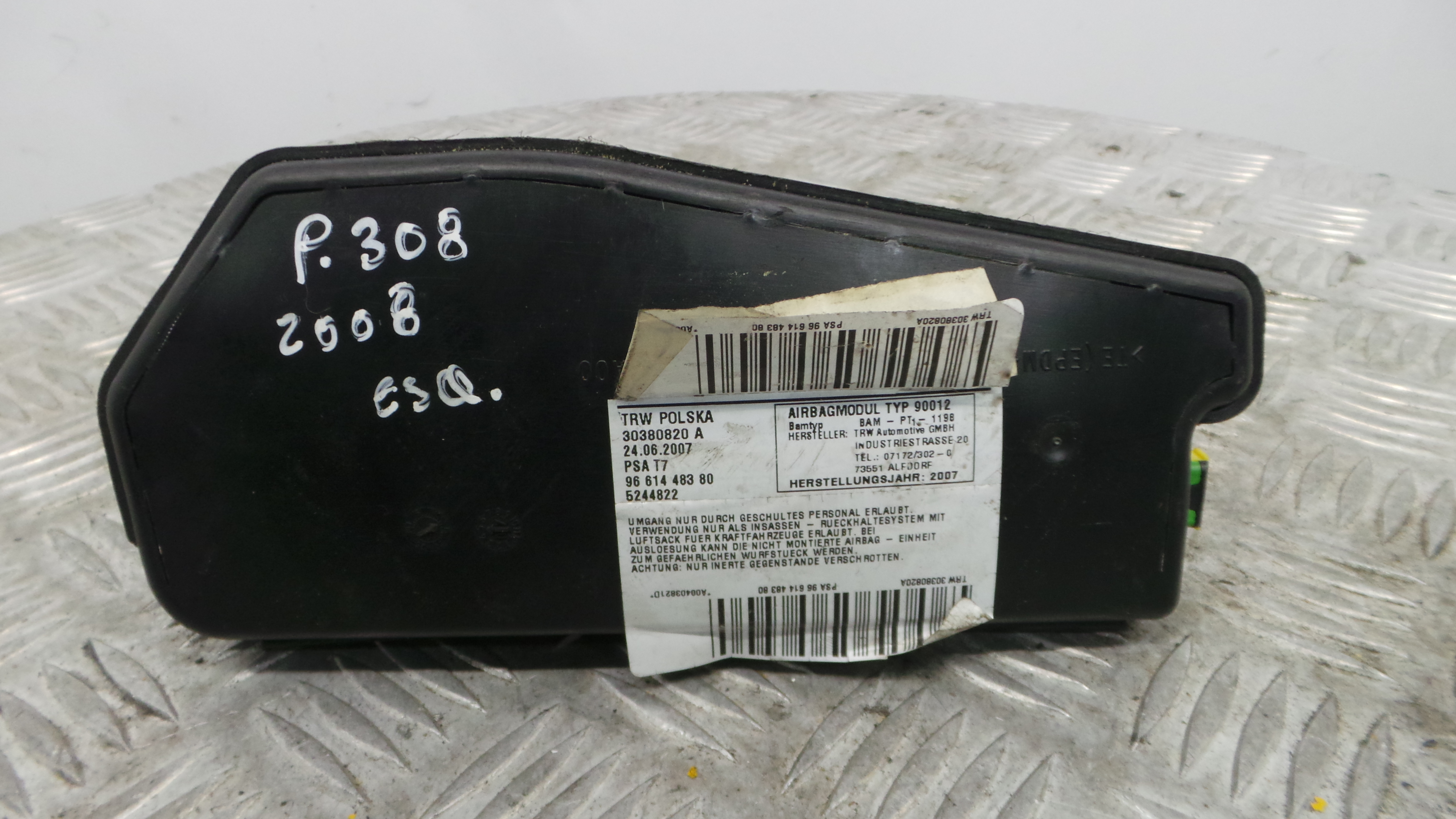 Airbag Banco Esq 9661448380 - PEUGEOT 308 I (4A_, 4C_)-37811986 Airbag Banco Esq 9661448380 - PEUGEOT 308 I (4A_, 4C_)-37811986