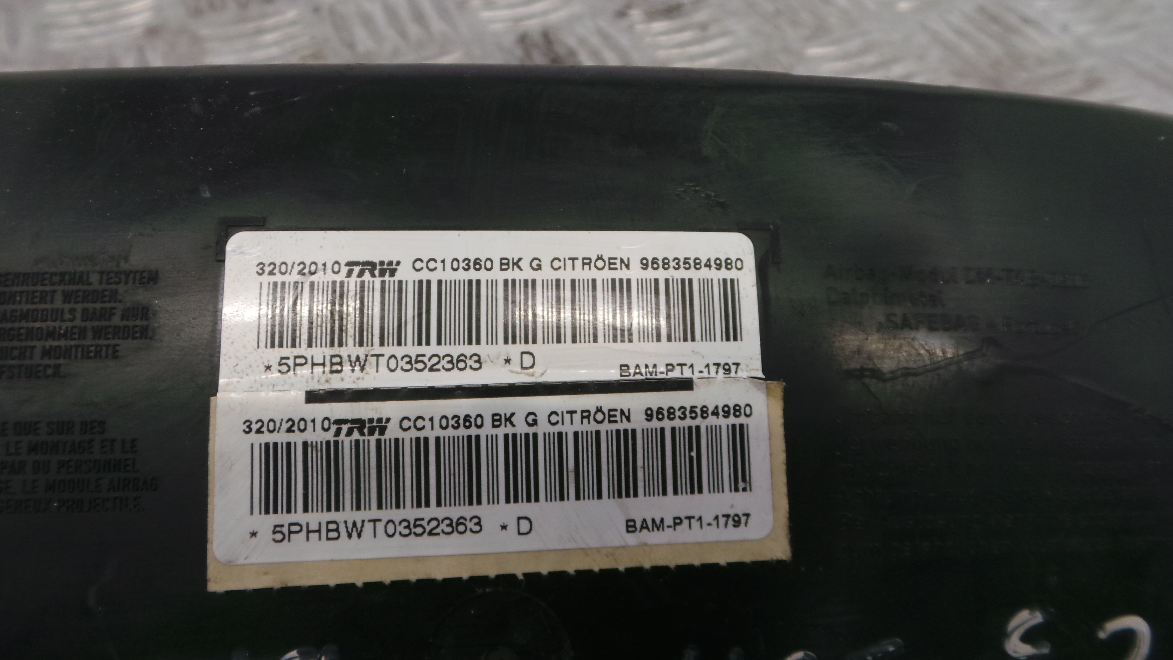 Airbag Banco Dto 9683584980 - CITROËN C3 II (SC_)-37816064