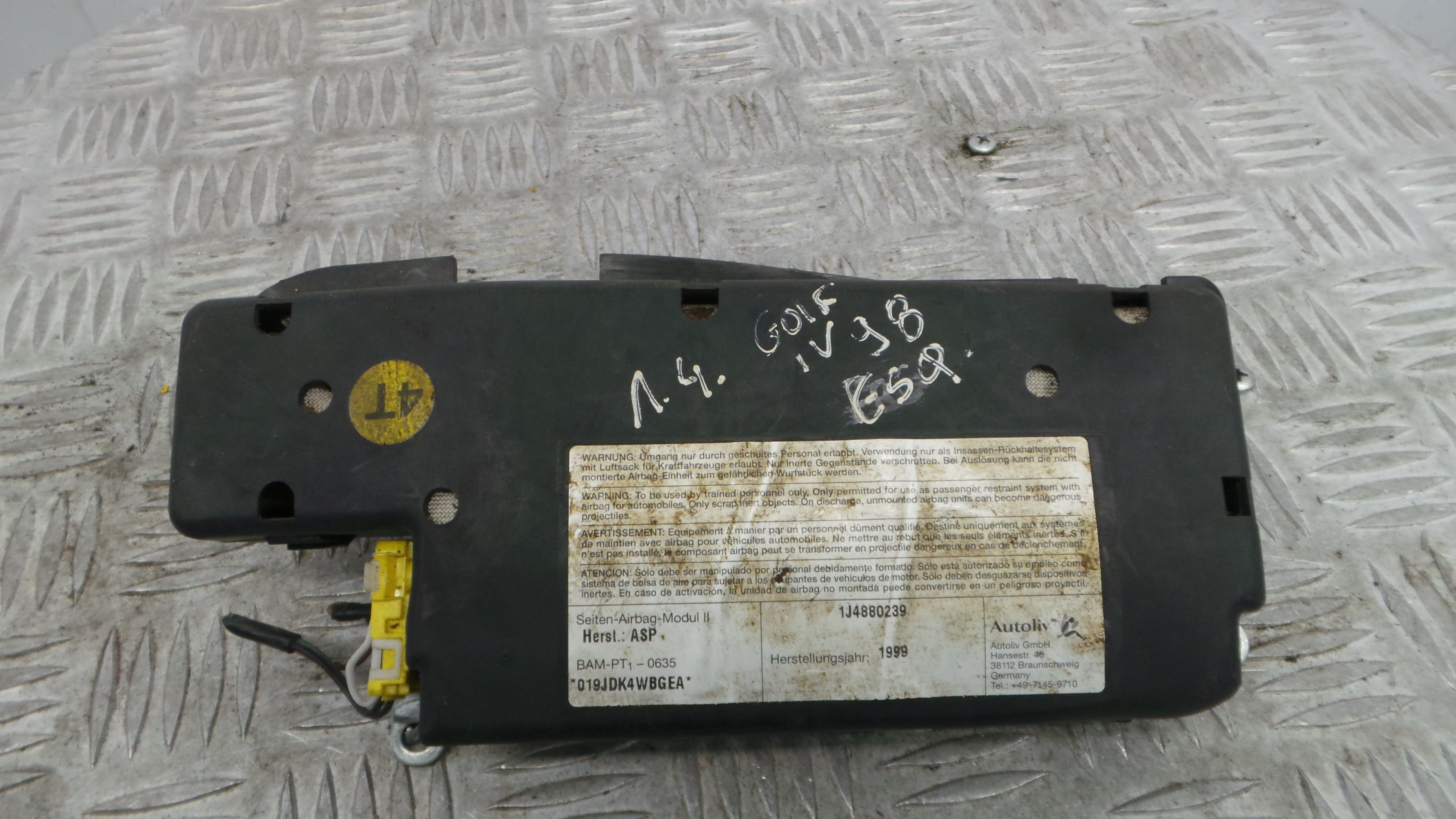 Airbag Banco Esq 1J4880239 - VW GOLF IV (1J1), GOLF Mk IV (1J1)-37816094 Airbag Banco Esq 1J4880239 - VW GOLF IV (1J1), GOLF Mk IV (1J1)-37816094