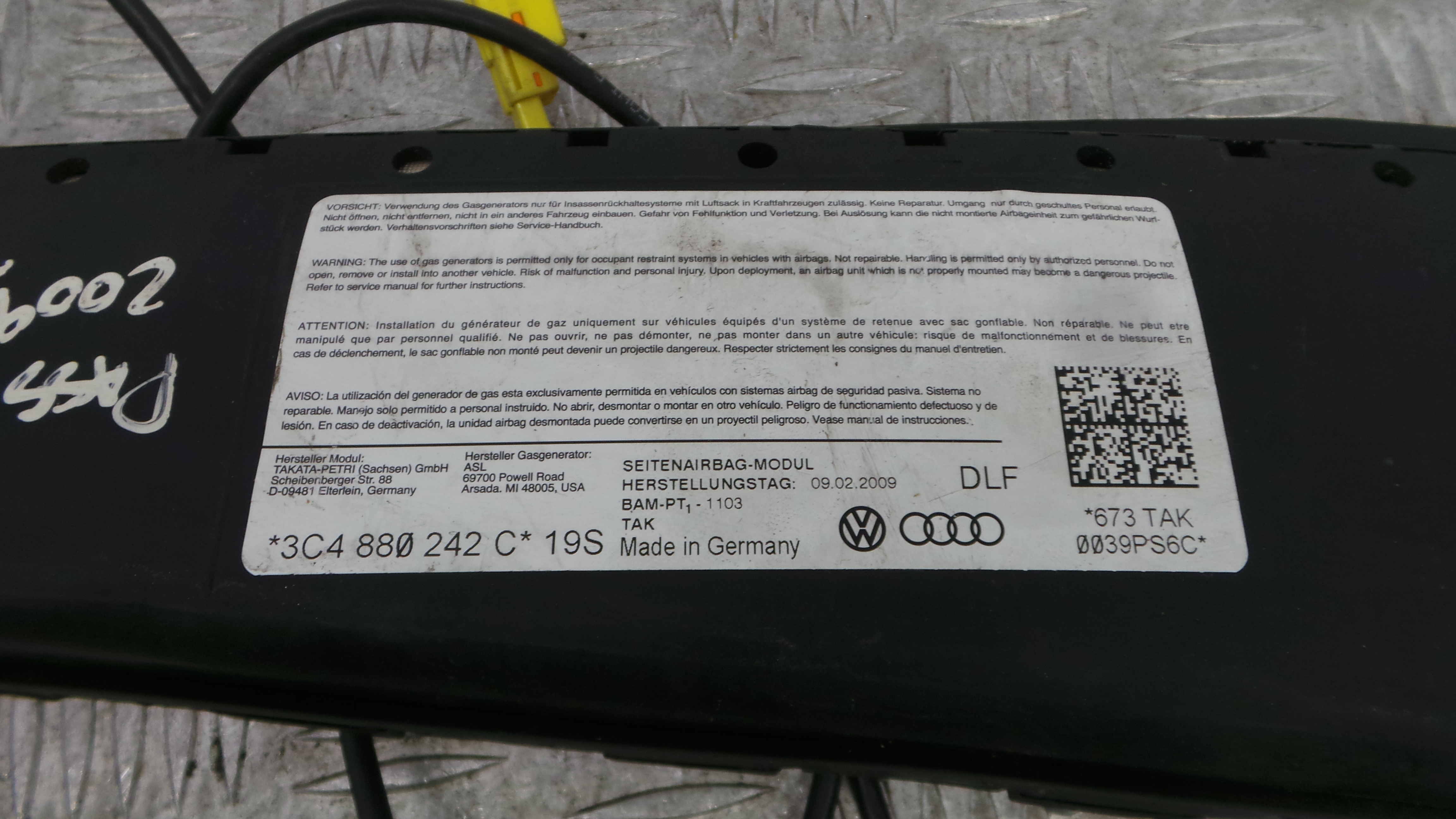 Airbag Banco Dto 3C4880242C - VW PASSAT B6 (3C2)-37816100