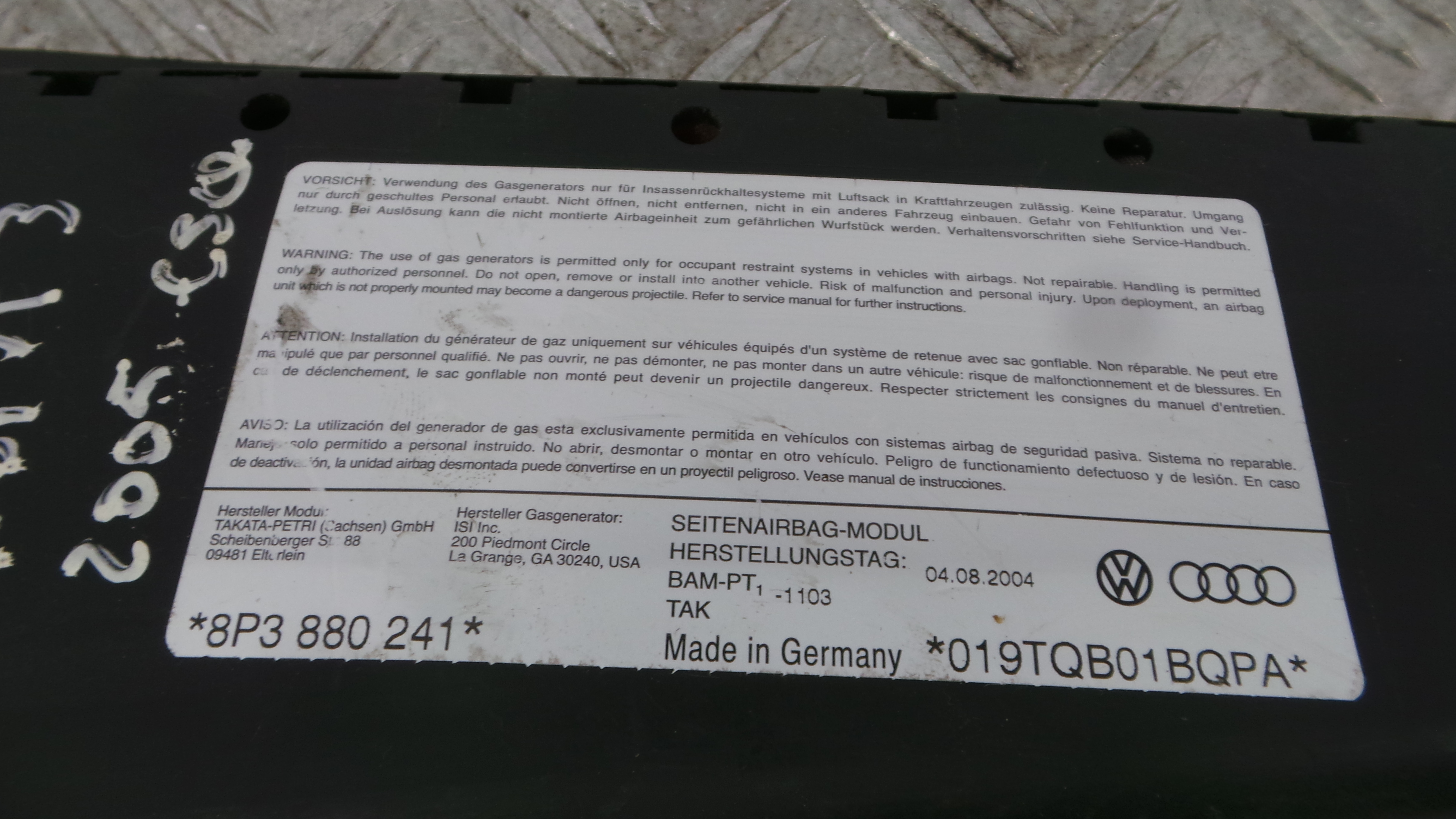 Airbag Banco Esq 8P3880241 - AUDI A3 (8P1)-37816109