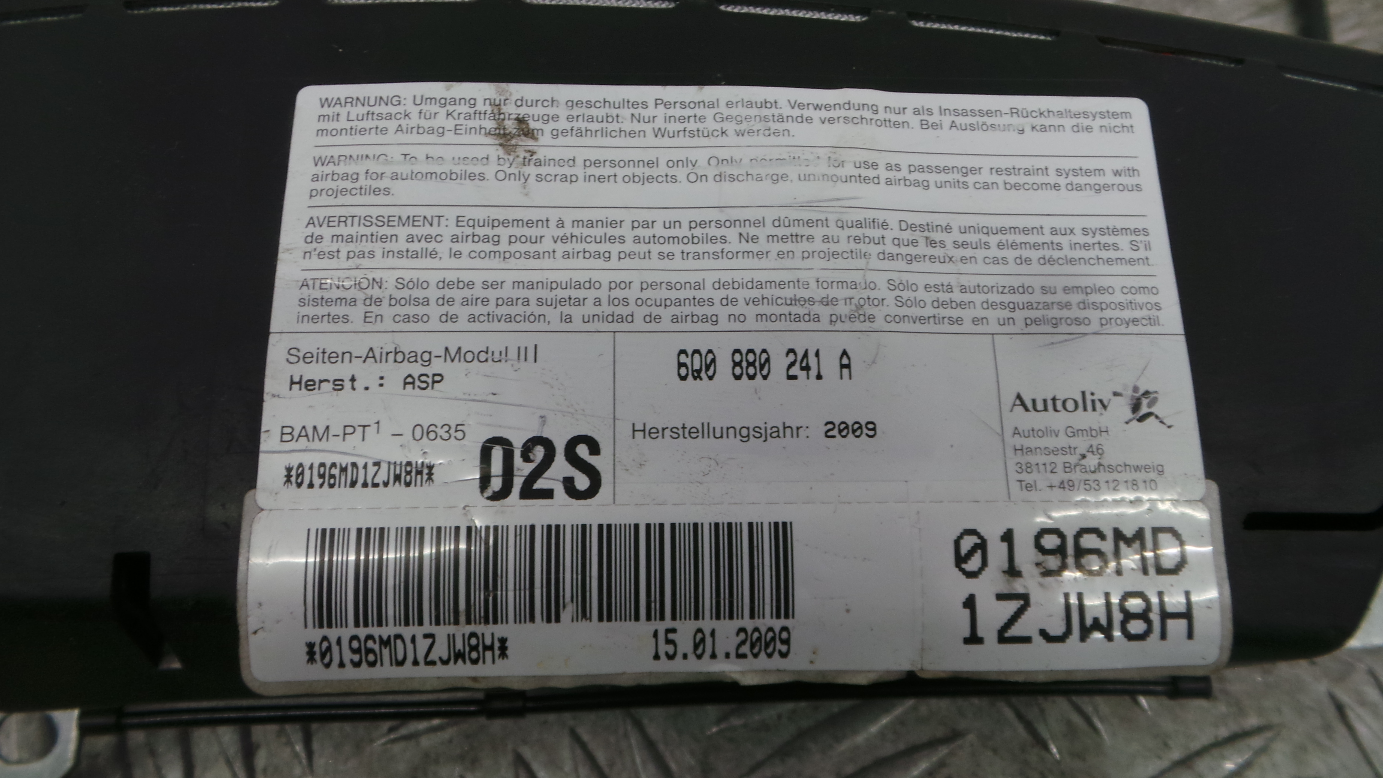 Airbag Banco Esq 6Q0880241A - VW POLO (9N_, 9A_)-37816132