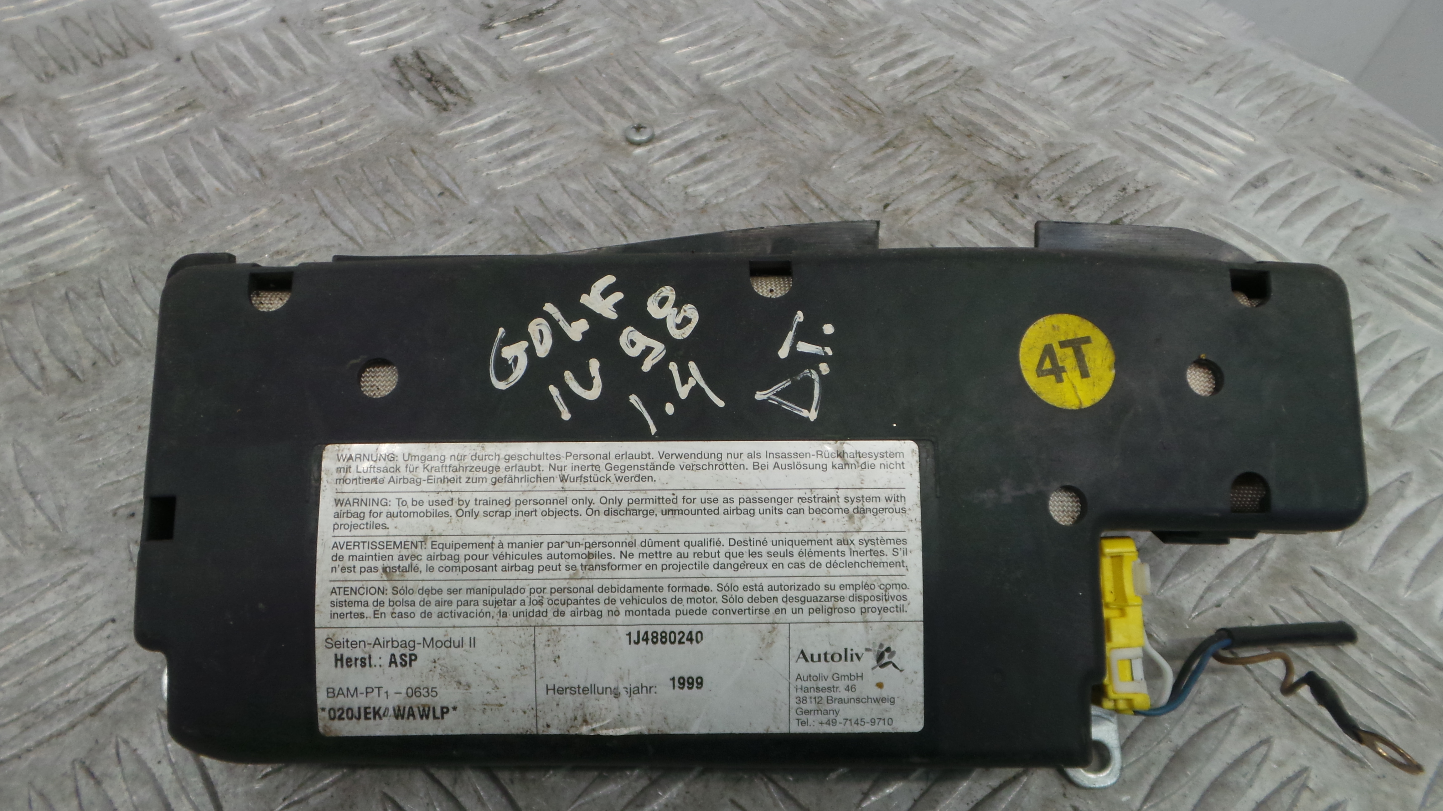 Airbag Banco Dto 1J4880240 - VW GOLF IV (1J1), GOLF Mk IV (1J1)-37816135