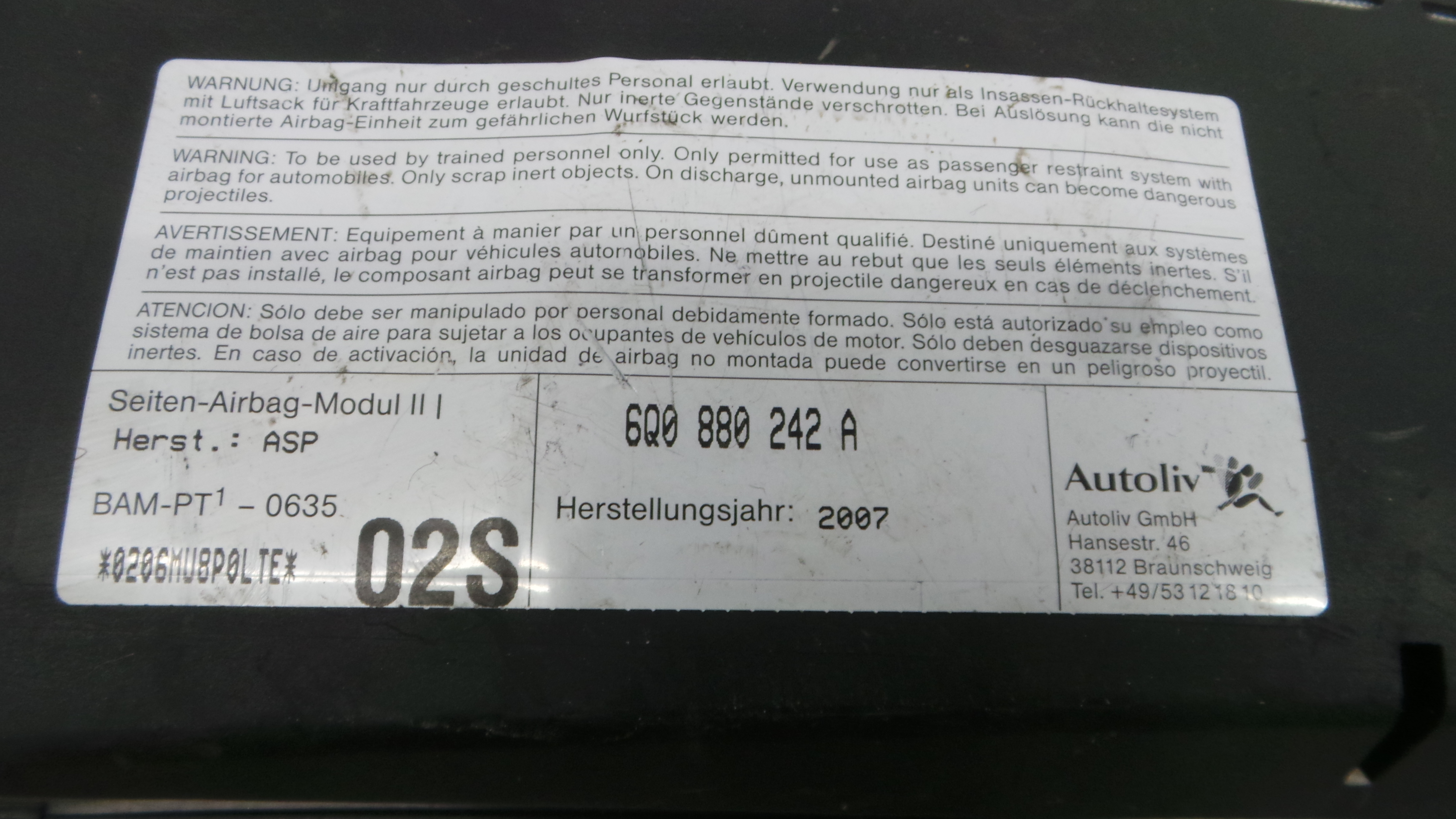 Airbag Banco Dto 6Q0880242A - VW POLO (9N_, 9A_)-37816144