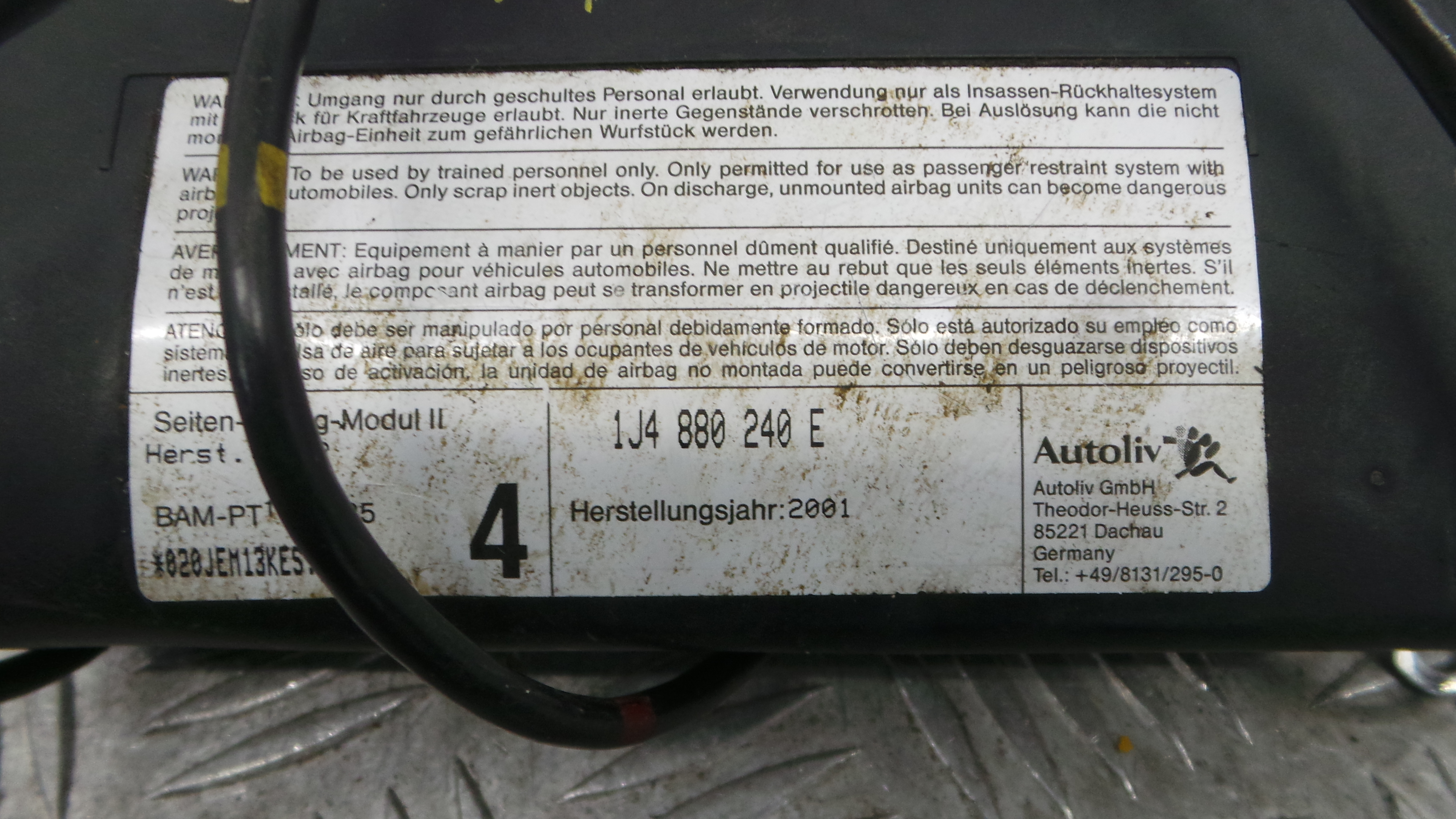 Airbag Banco Dto 1J4880240E - VW GOLF IV (1J1), GOLF Mk IV (1J1)-37816157