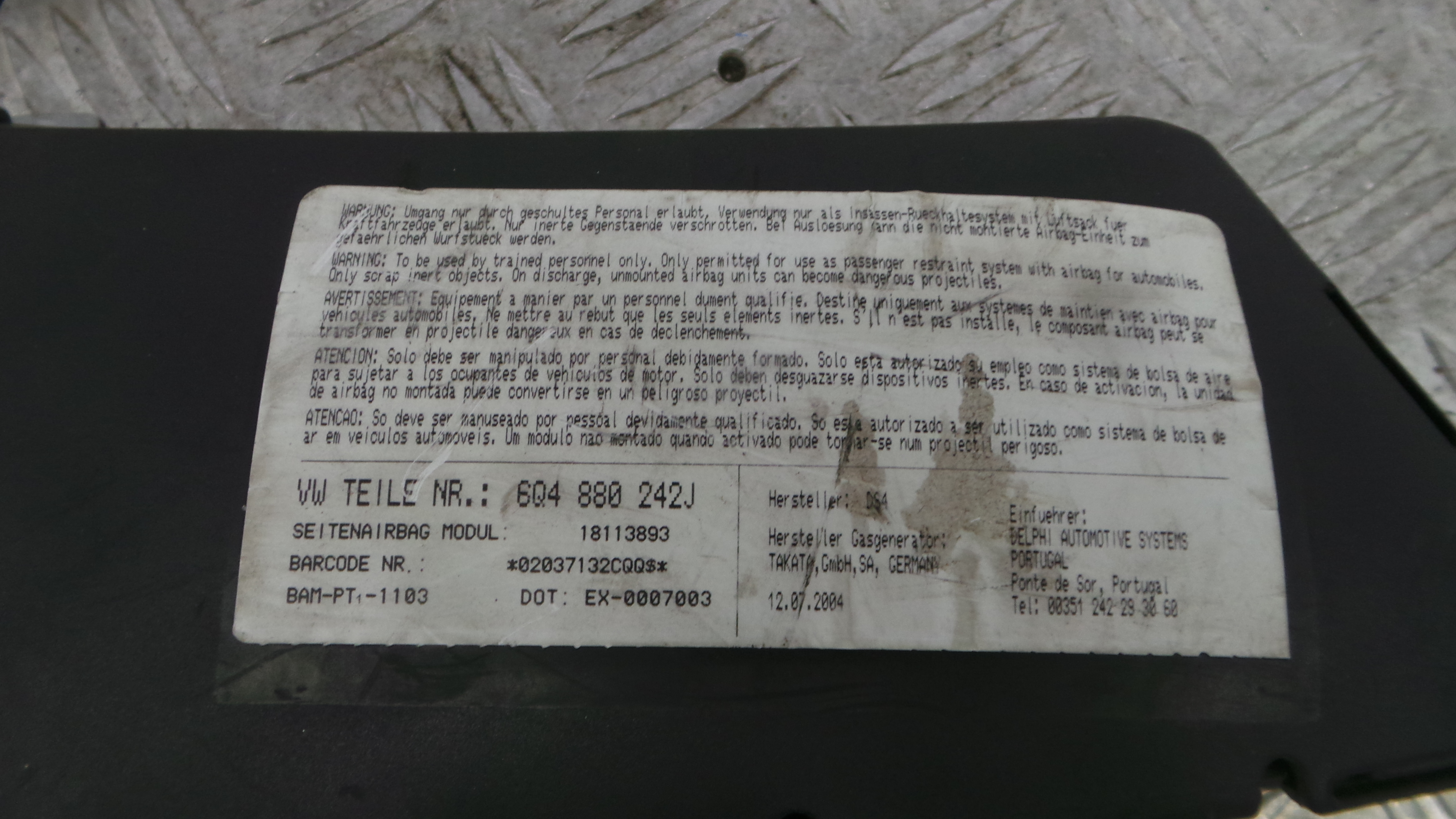 Airbag Banco Dto 6Q4880242J - VW POLO (9N_, 9A_)-37816175