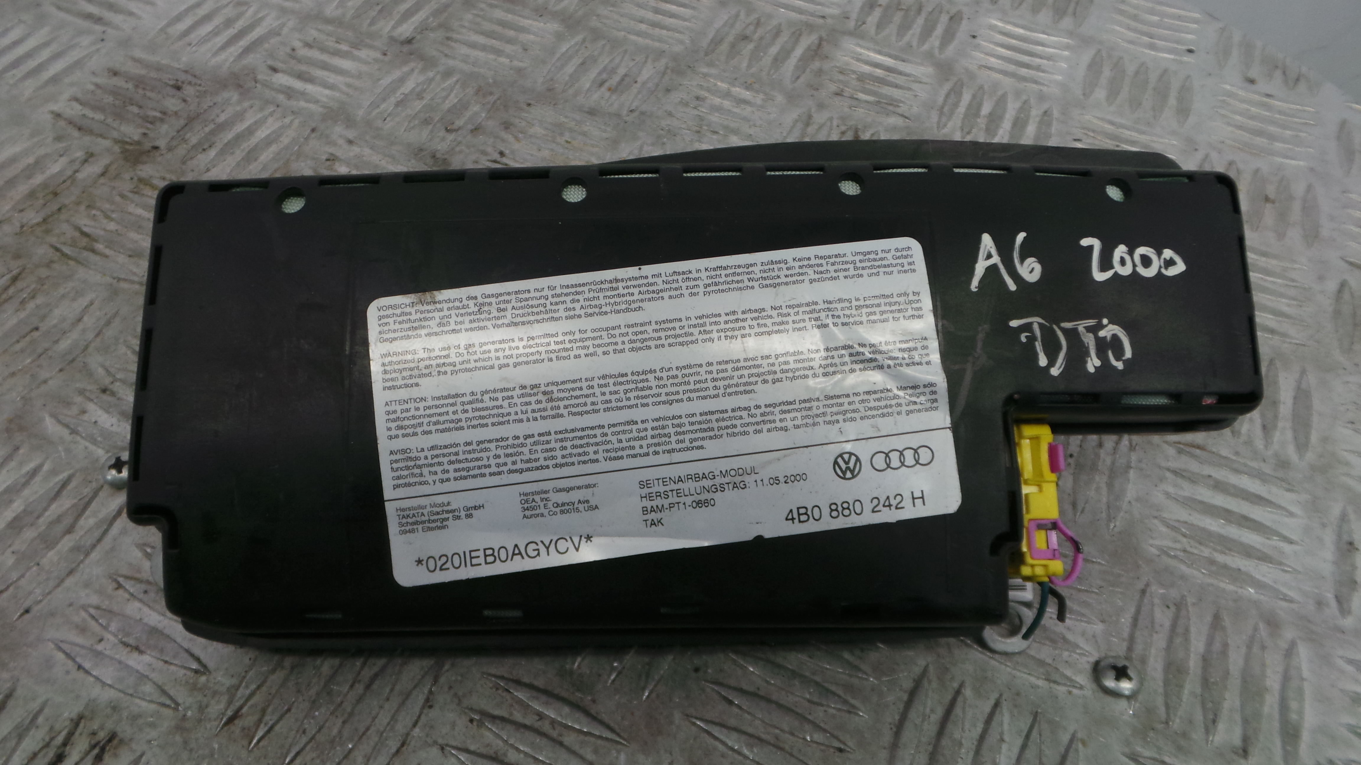 Airbag Banco Dto 4B0880242H - AUDI A6 C5 (4B2)-37816362 Airbag Banco Dto 4B0880242H - AUDI A6 C5 (4B2)-37816362