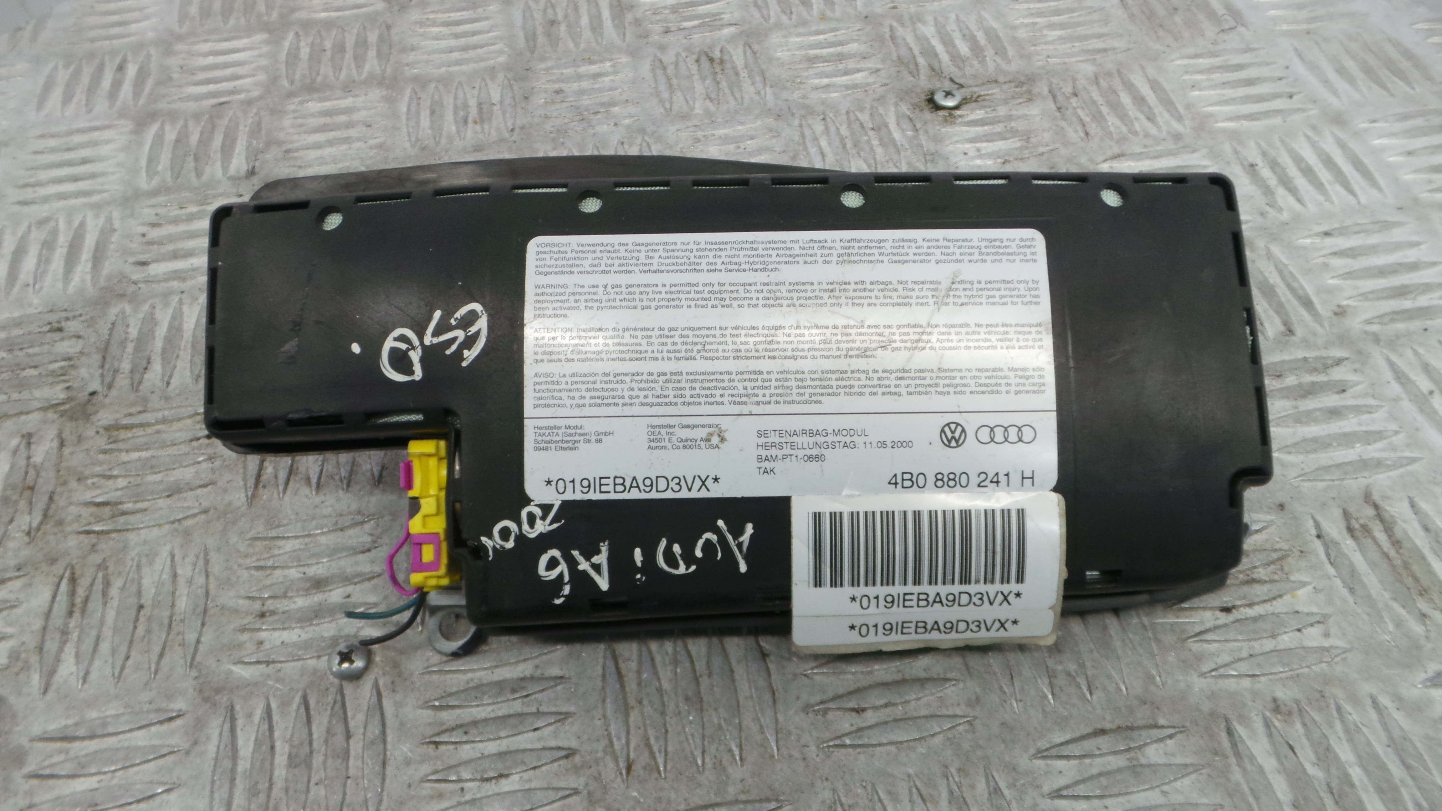 Airbag Banco Esq 4B0880241H - AUDI A6 C5 (4B2)-37816368 Airbag Banco Esq 4B0880241H - AUDI A6 C5 (4B2)-37816368