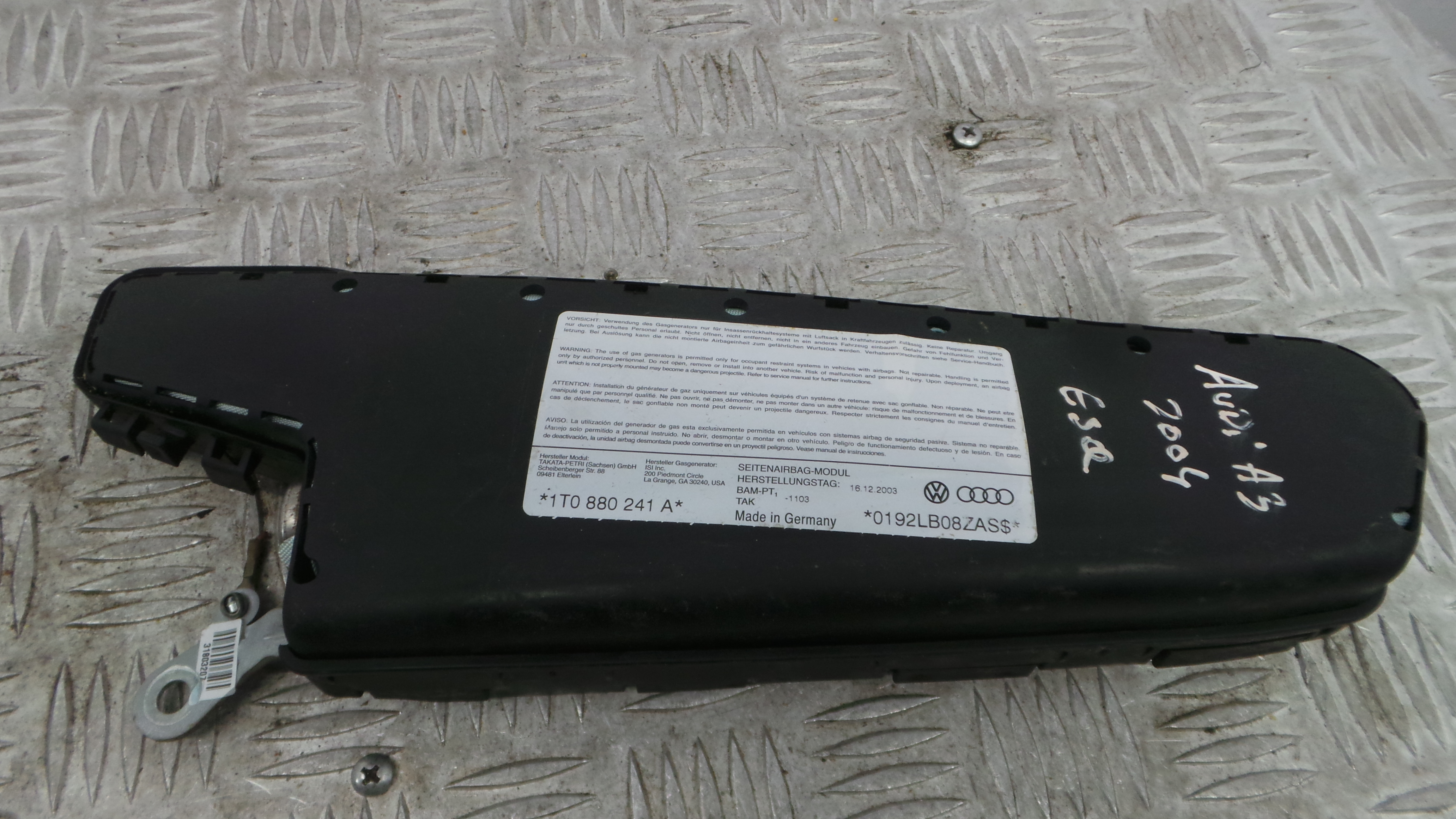 Airbag Banco Esq 1T0880241A - AUDI A3 (8P1)-37816371 Airbag Banco Esq 1T0880241A - AUDI A3 (8P1)-37816371