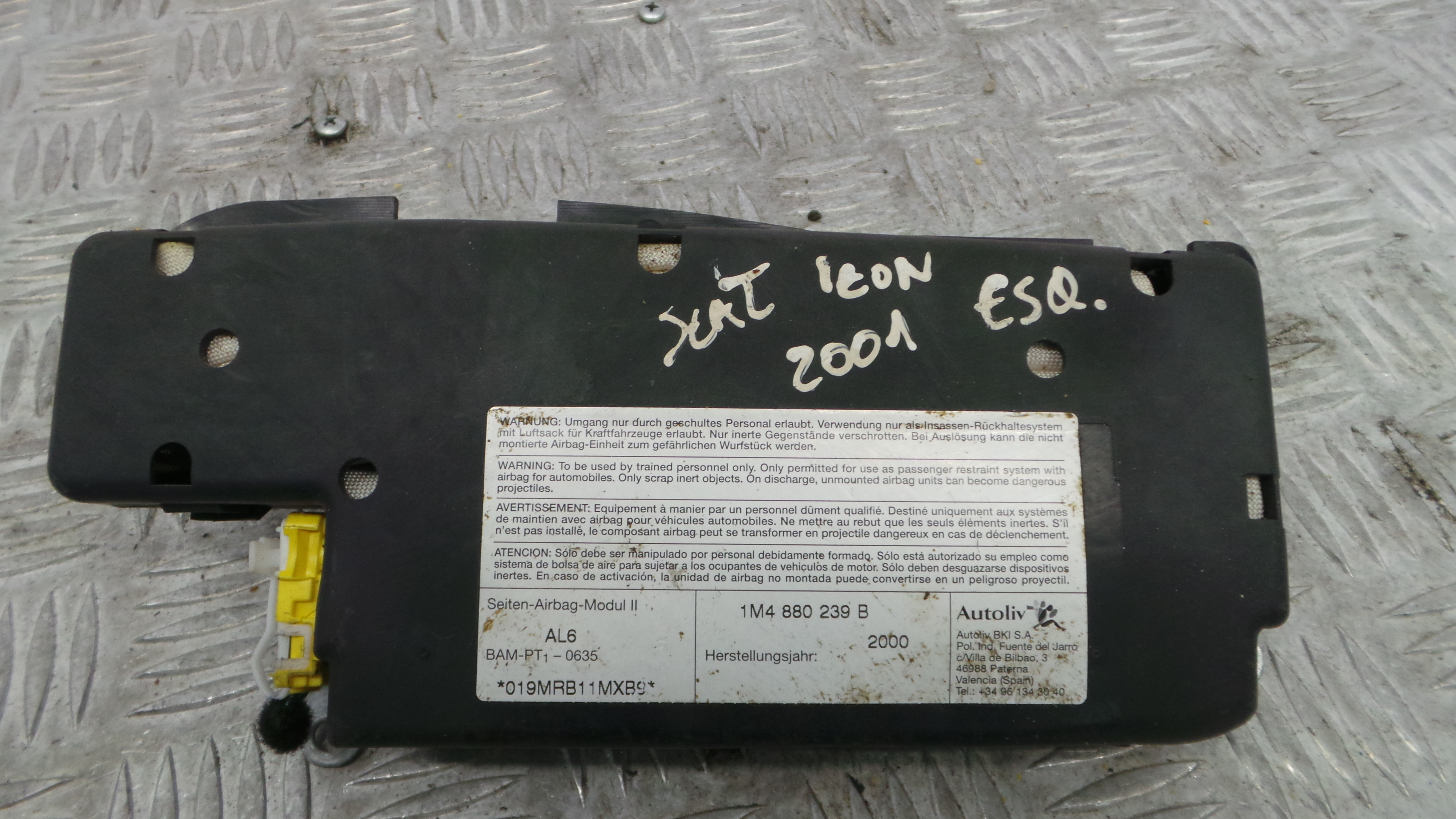 Airbag Banco Esq 1M4880239B - SEAT LEON (1M1)-37816395 Airbag Banco Esq 1M4880239B - SEAT LEON (1M1)-37816395