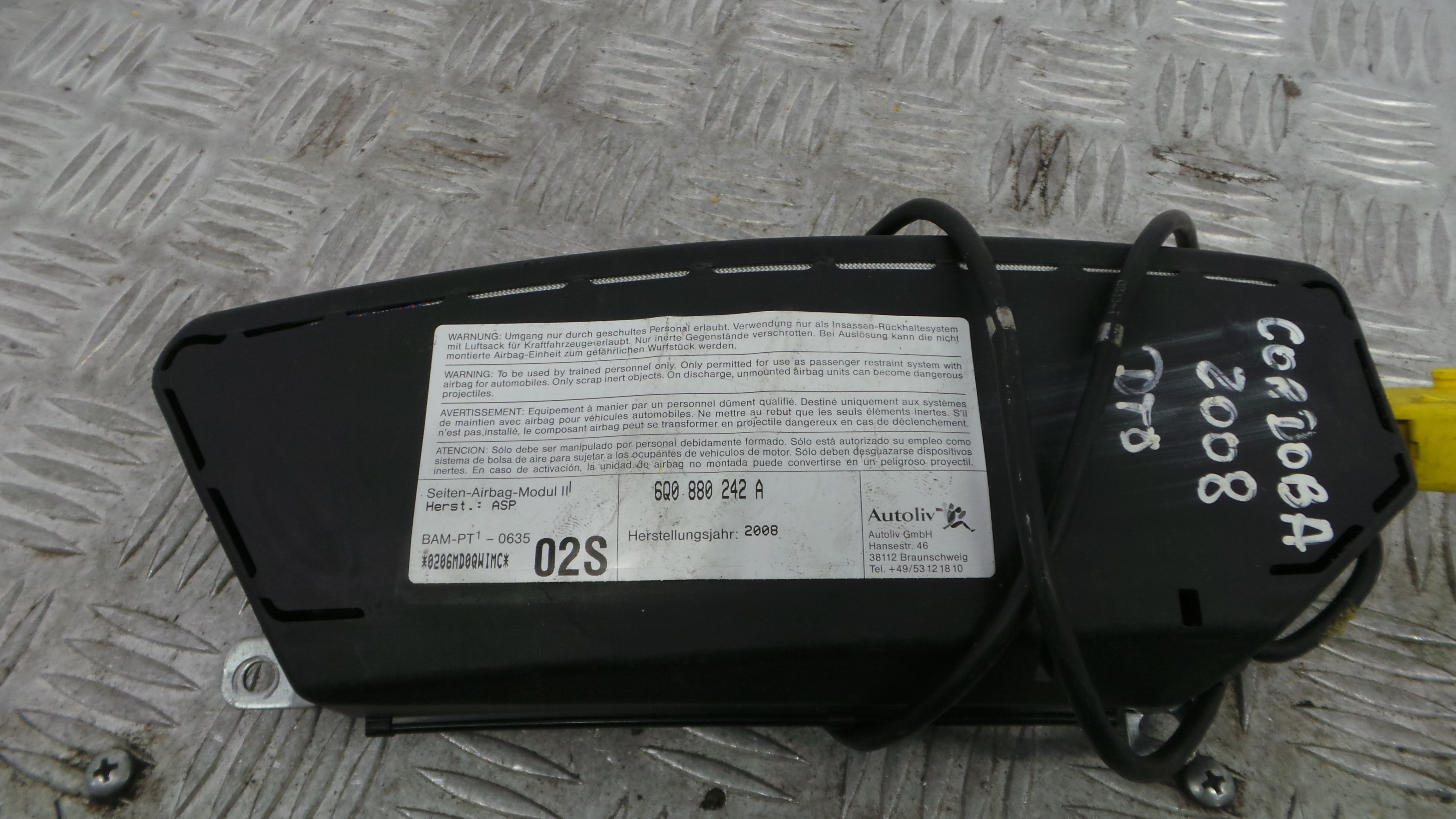 Airbag Banco Dto 6Q0880242A - SEAT CORDOBA (6L2)-37816419 Airbag Banco Dto 6Q0880242A - SEAT CORDOBA (6L2)-37816419