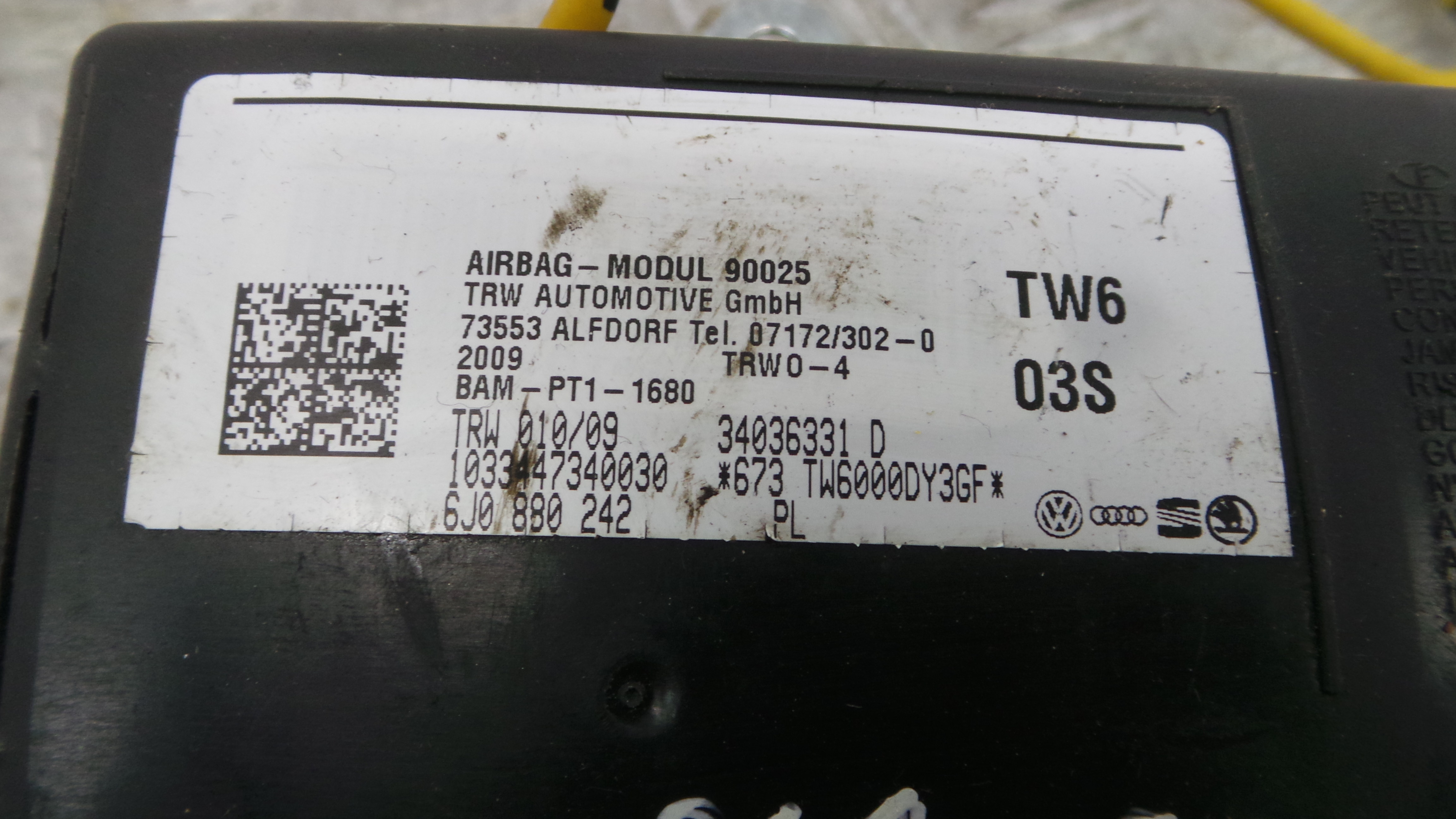 Airbag Banco Dto 6J0880242 - SEAT IBIZA IV (6J5, 6P1), IBIZA Mk IV (6J5, 6P1)-37816488