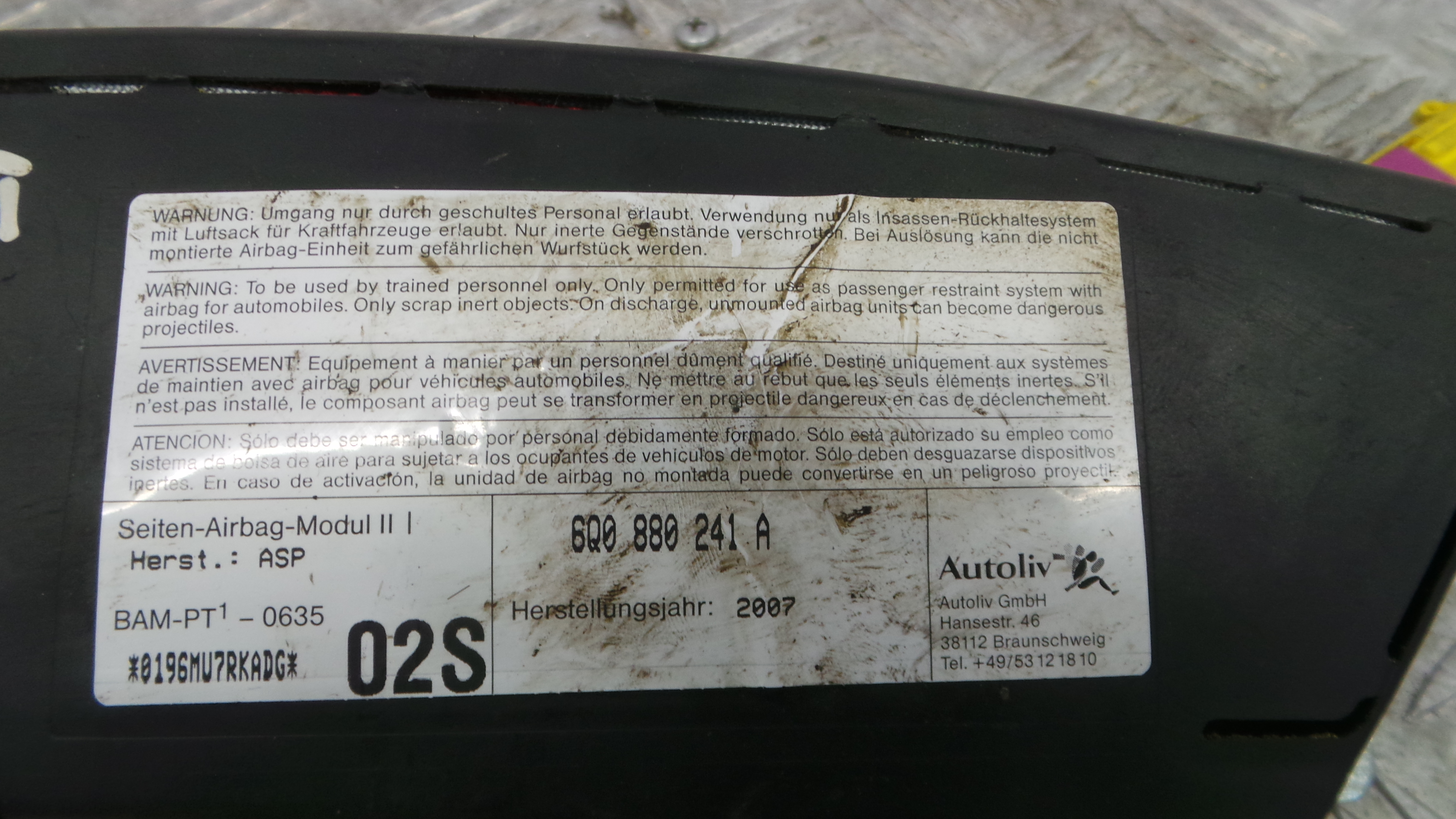 Airbag Banco Esq 6Q0880241A - SEAT IBIZA IV (6J5, 6P1), IBIZA Mk IV (6J5, 6P1)-37816491