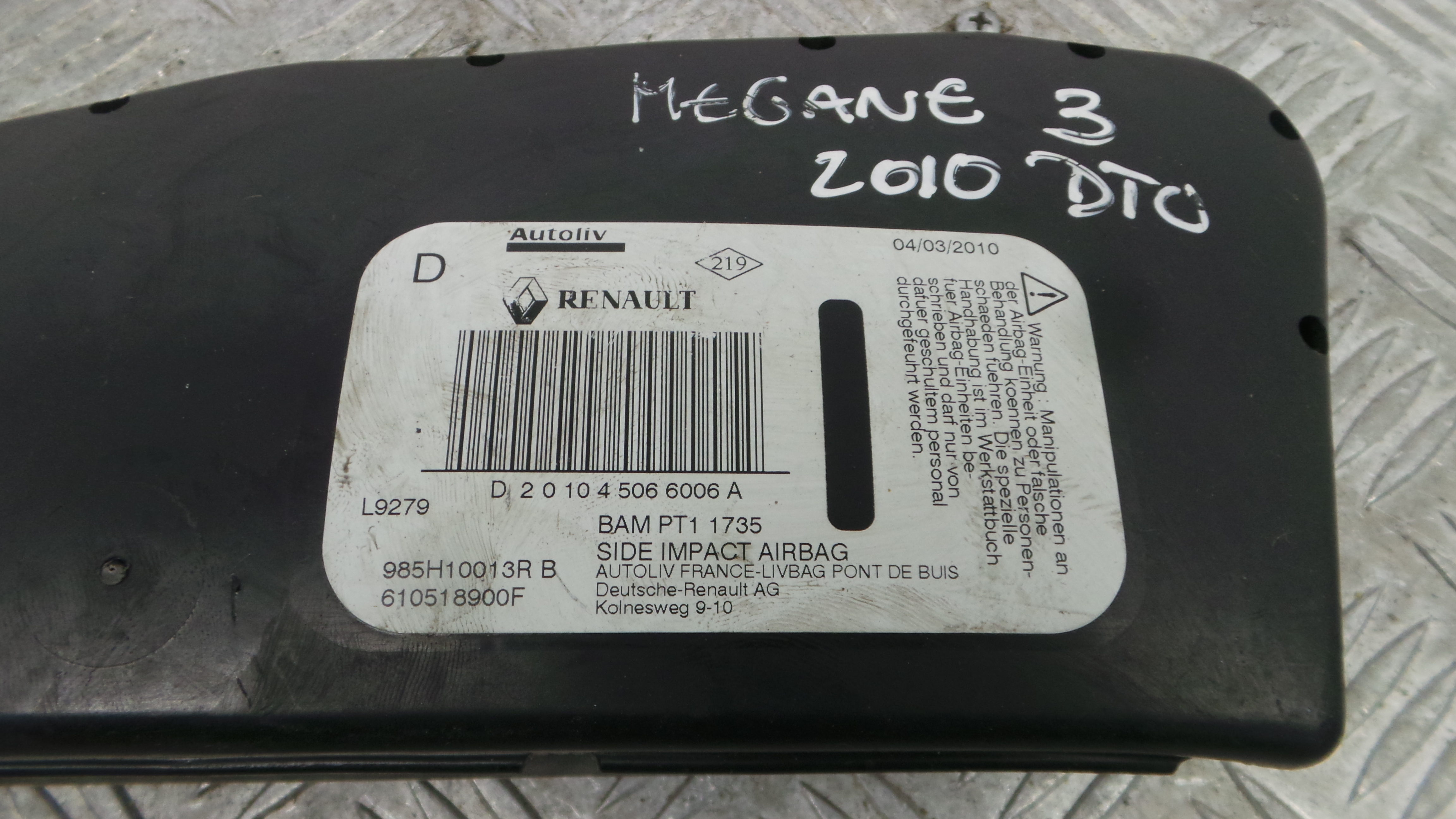 Airbag Banco Dto 610518900F - RENAULT MEGANE III Grandtour (KZ0/1)-37819960
