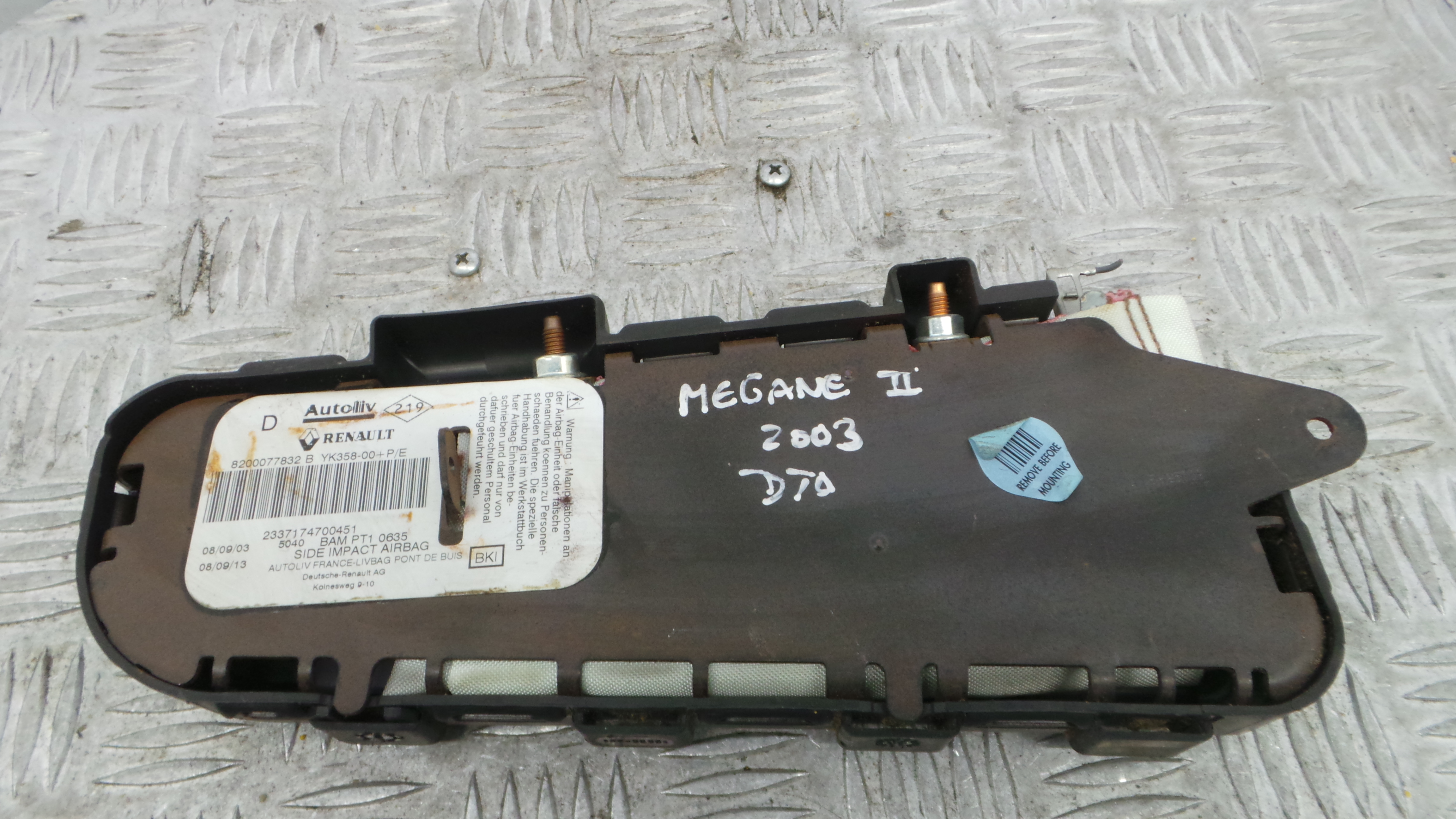 Airbag Banco Dto 8200077832B - RENAULT MEGANE II (BM0/1_, CM0/1_)-37820058 Airbag Banco Dto 8200077832B - RENAULT MEGANE II (BM0/1_, CM0/1_)-37820058