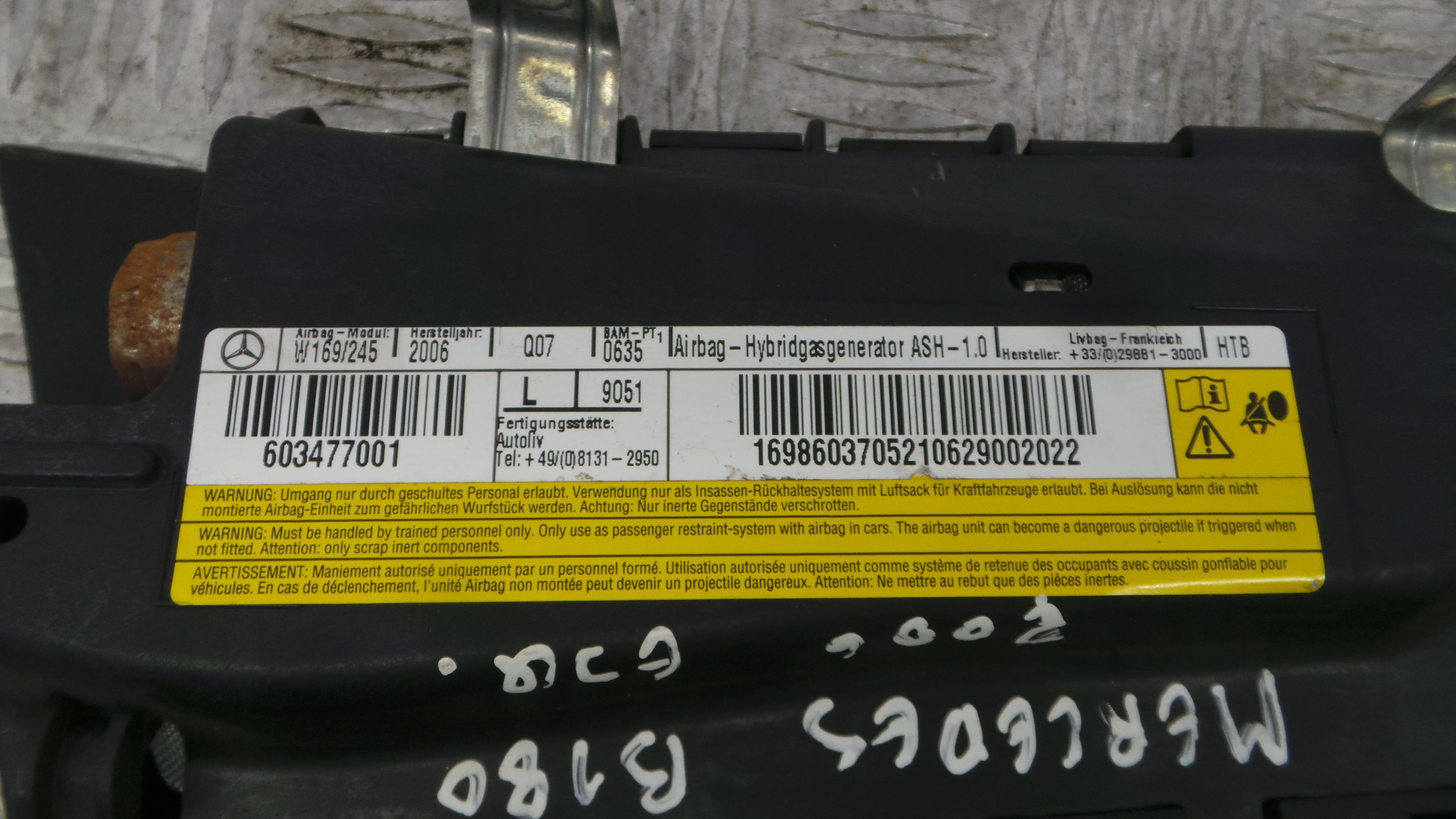 Airbag Banco Esq 1698603705 - MERCEDES-BENZ B-CLASS Sports Tourer (W245)-37820228