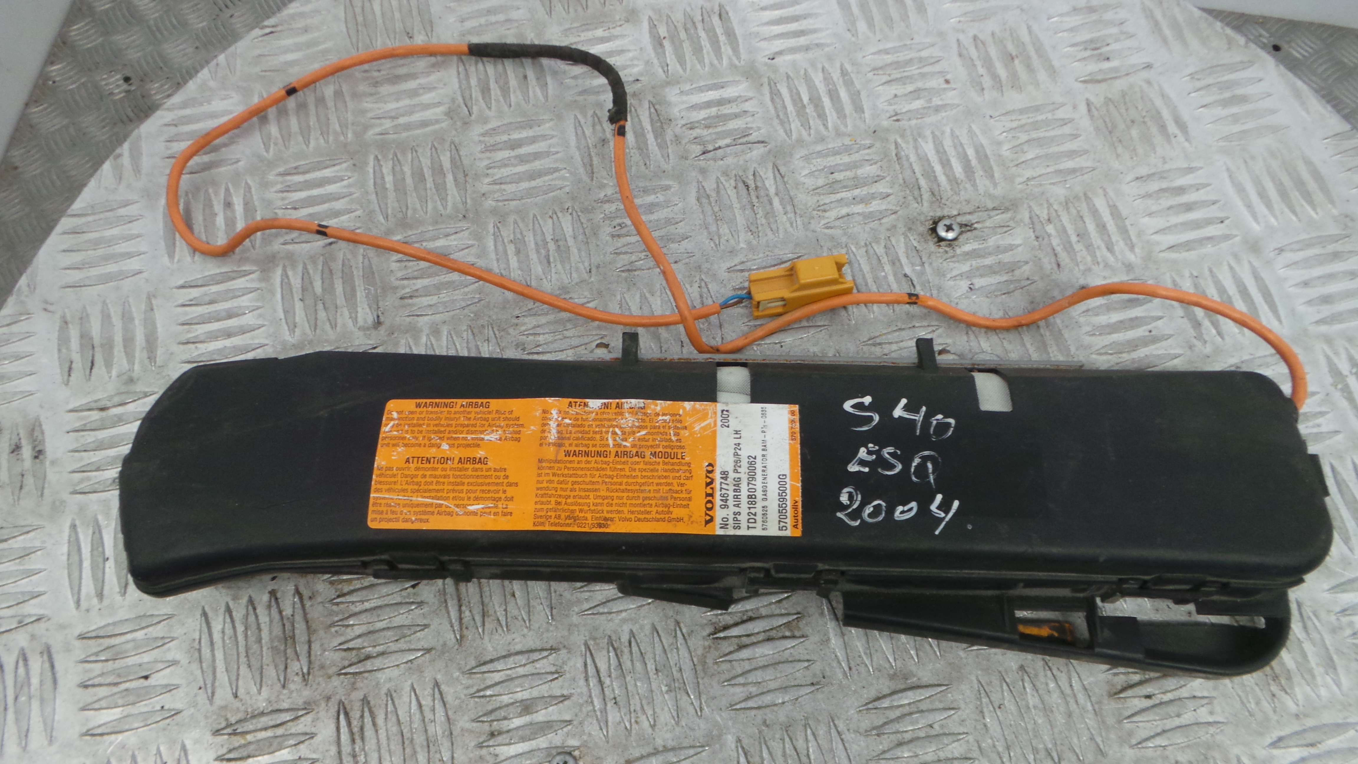 Airbag Banco Esq 9467748 - VOLVO S40 II (544)-37820664 Airbag Banco Esq 9467748 - VOLVO S40 II (544)-37820664