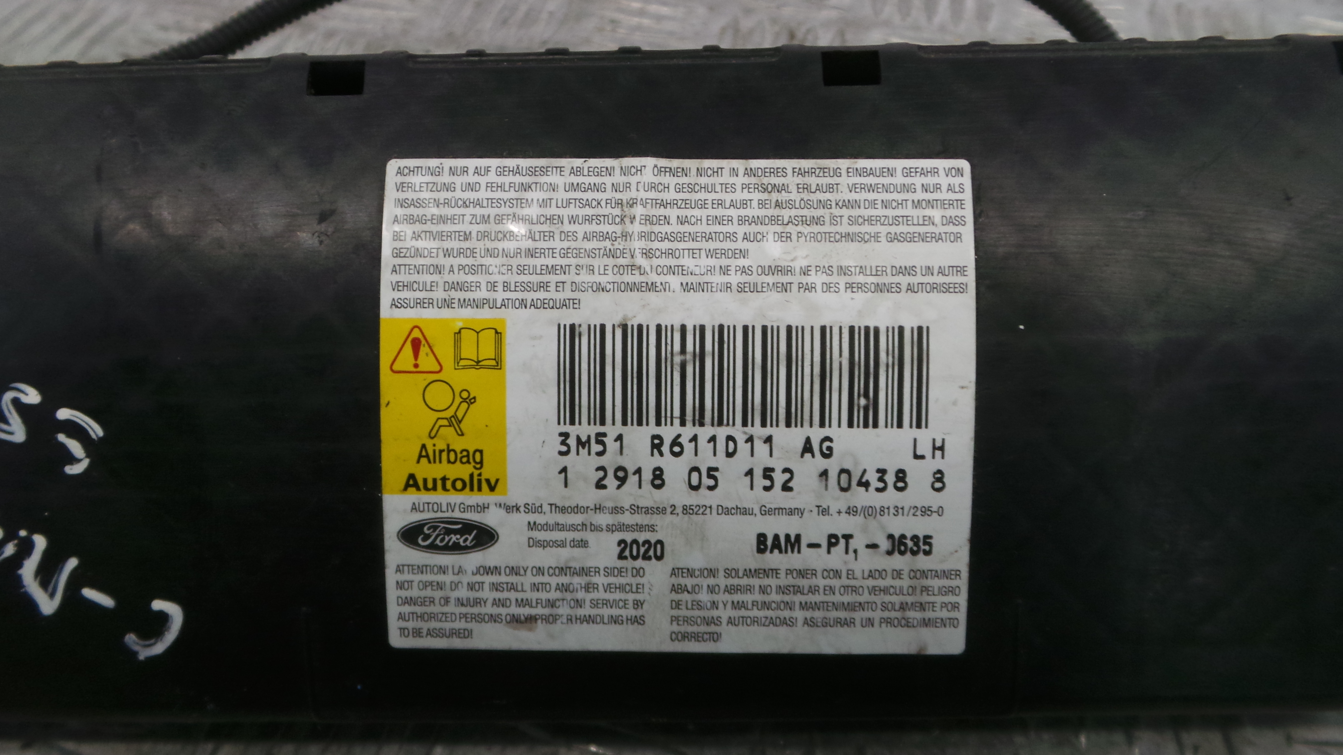 Airbag Banco Esq 3M51-R611D11-AG - FORD FOCUS C-MAX (DM2)-37820745