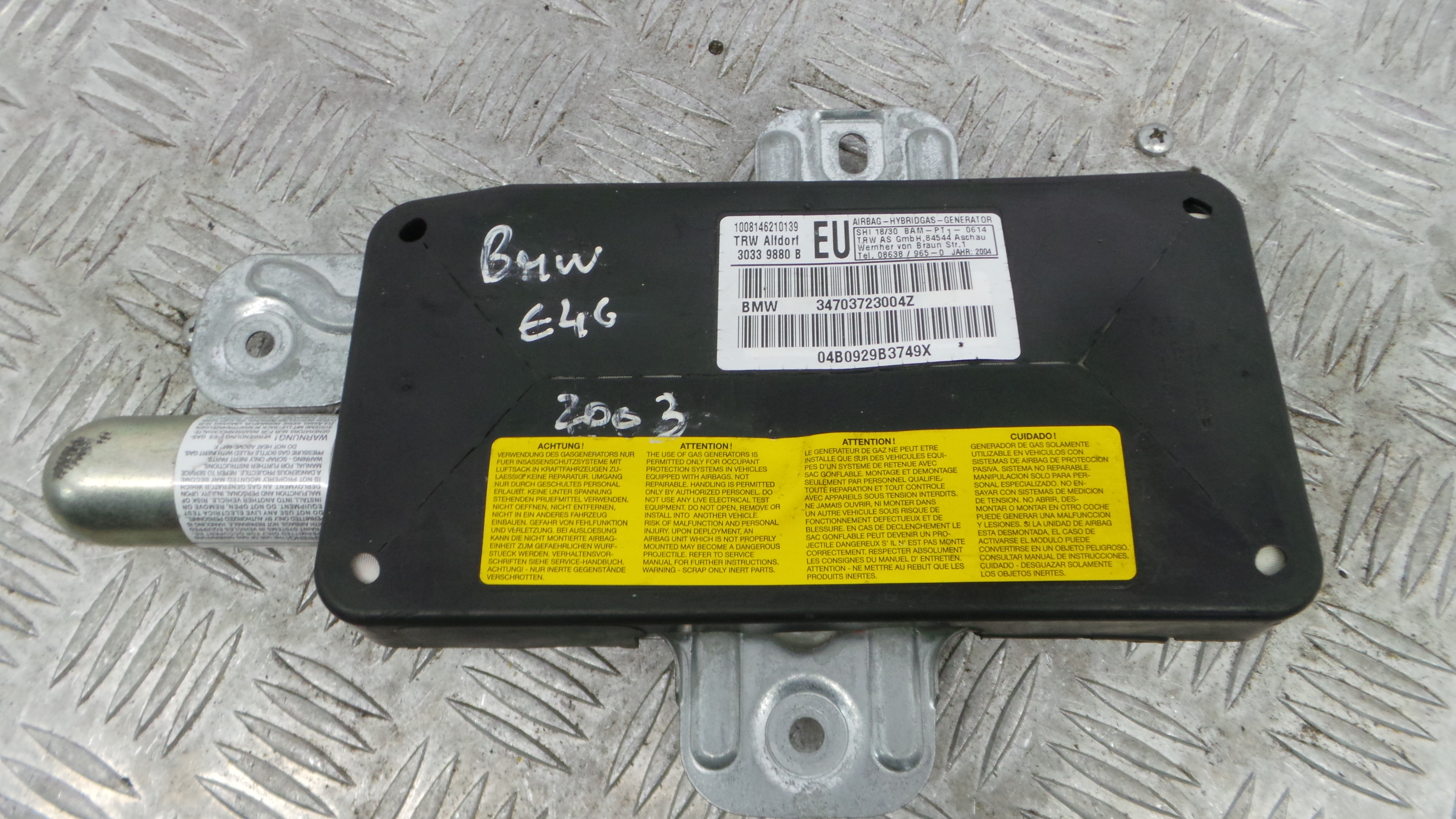 Airbag Banco Esq 10.08-146210139 - BMW 3 (E46)-37820871 Airbag Banco Esq 10.08-146210139 - BMW 3 (E46)-37820871