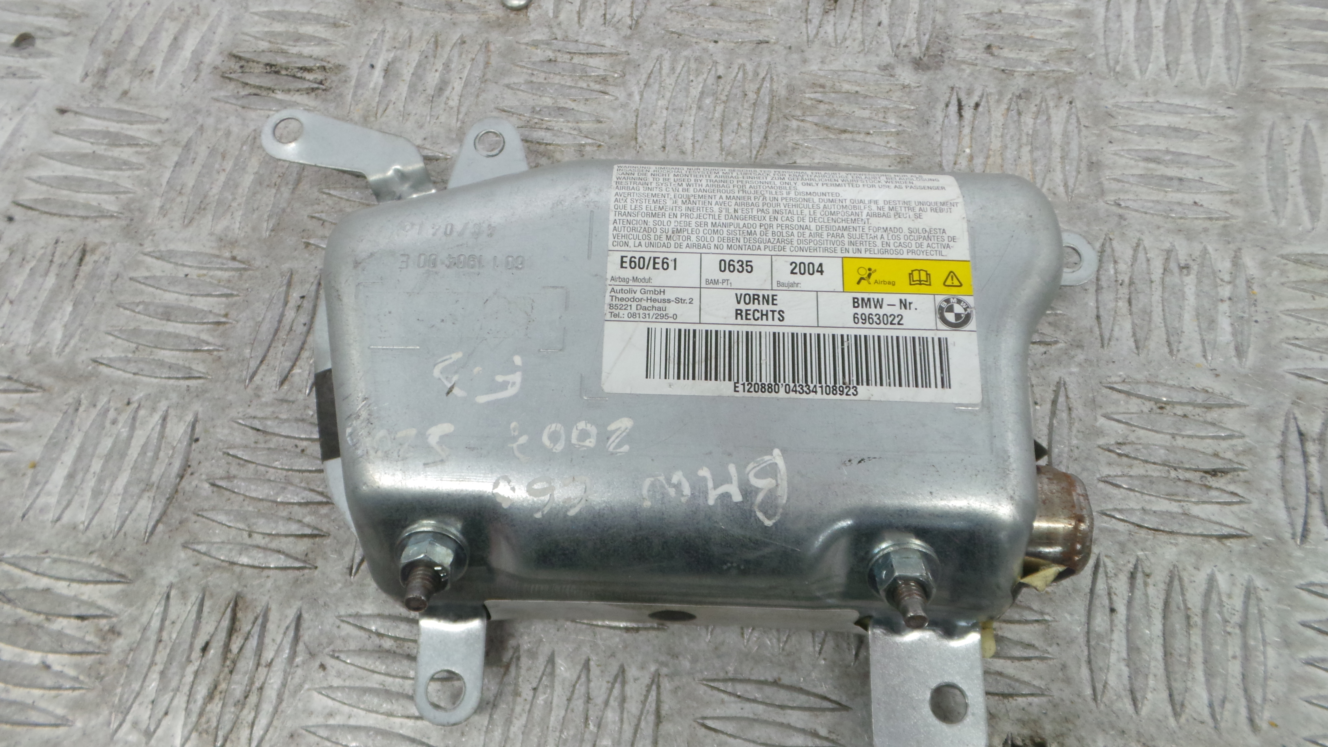 Airbag Banco Dto 6963022 - BMW 5 (E60)-37820892 Airbag Banco Dto 6963022 - BMW 5 (E60)-37820892