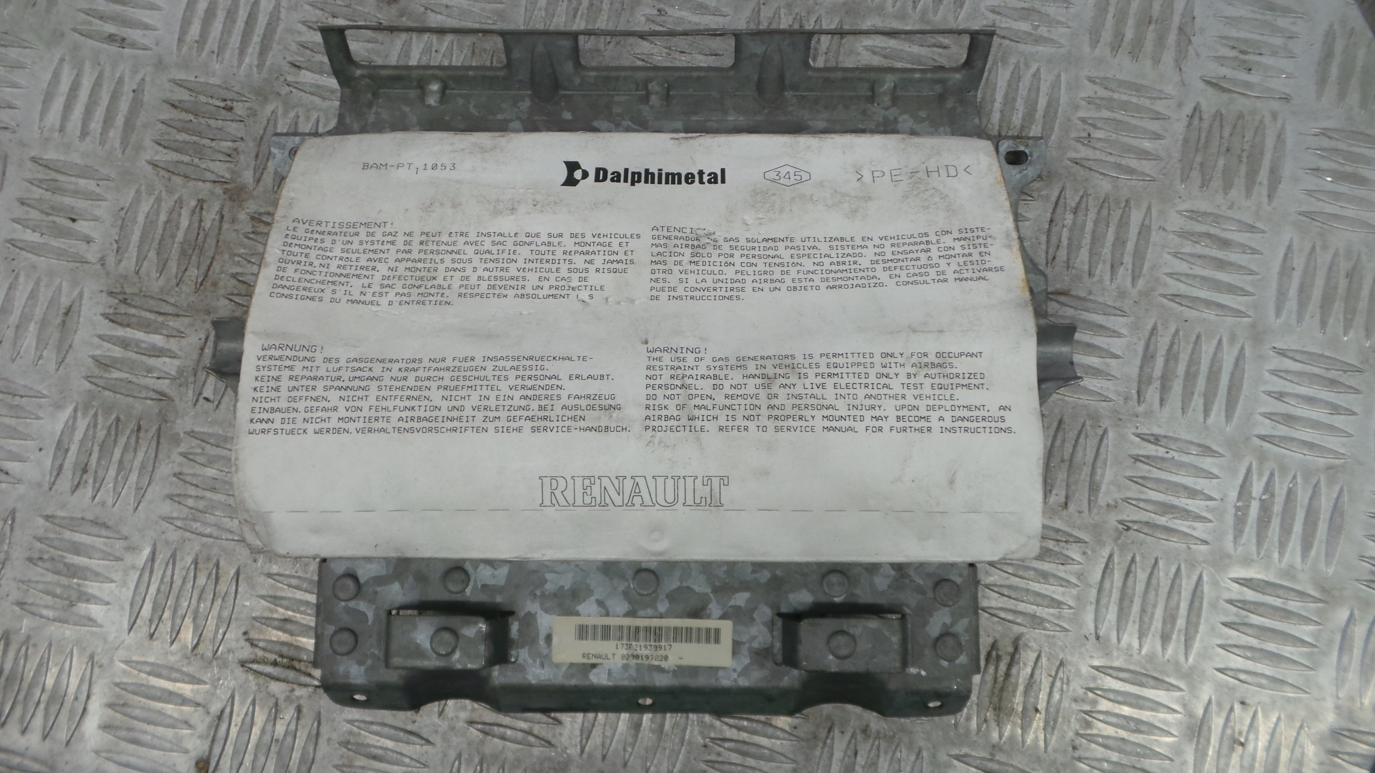 Airbag Passageiro 8200197820 - RENAULT CLIO II Caixa/parte traseira inclinada (SB0/1/2_)-37825787