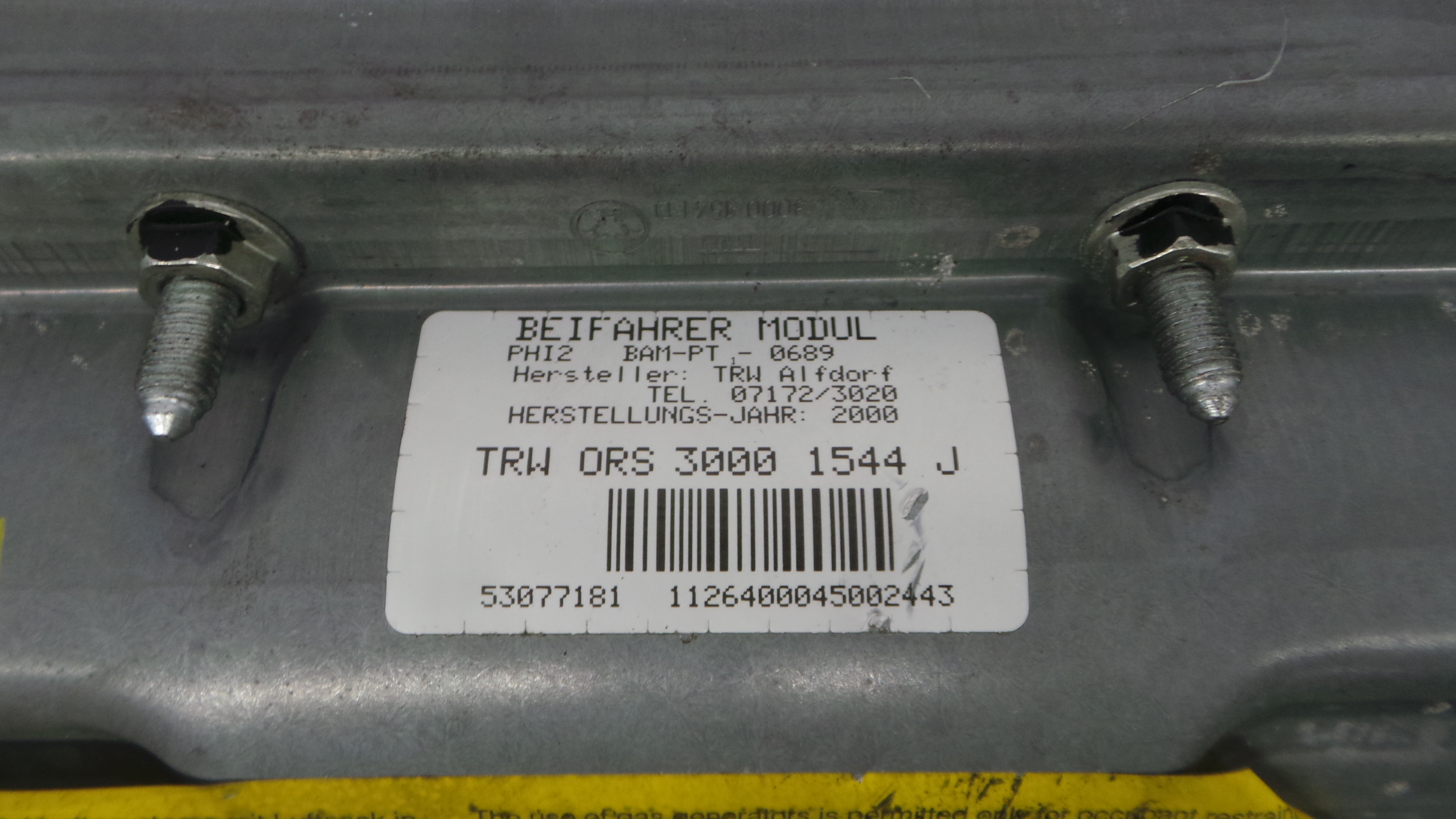 Airbag Passageiro 53077181 - FORD FOCUS I (DAW, DBW)-38045715