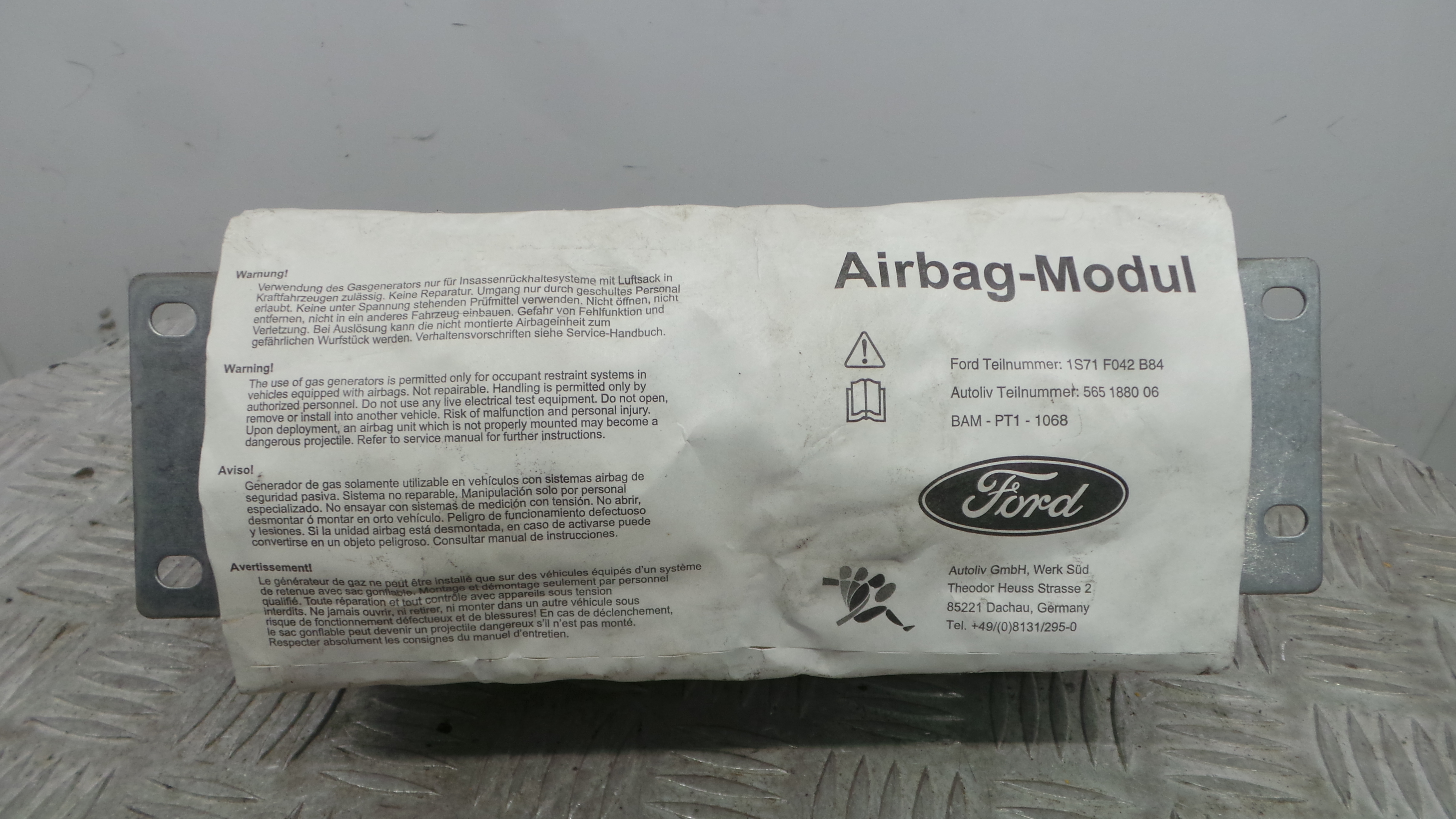 Airbag Passageiro 1S71-F042B84-AE - FORD MONDEO III (B5Y)-38045724 Airbag Passageiro 1S71-F042B84-AE - FORD MONDEO III (B5Y)-38045724