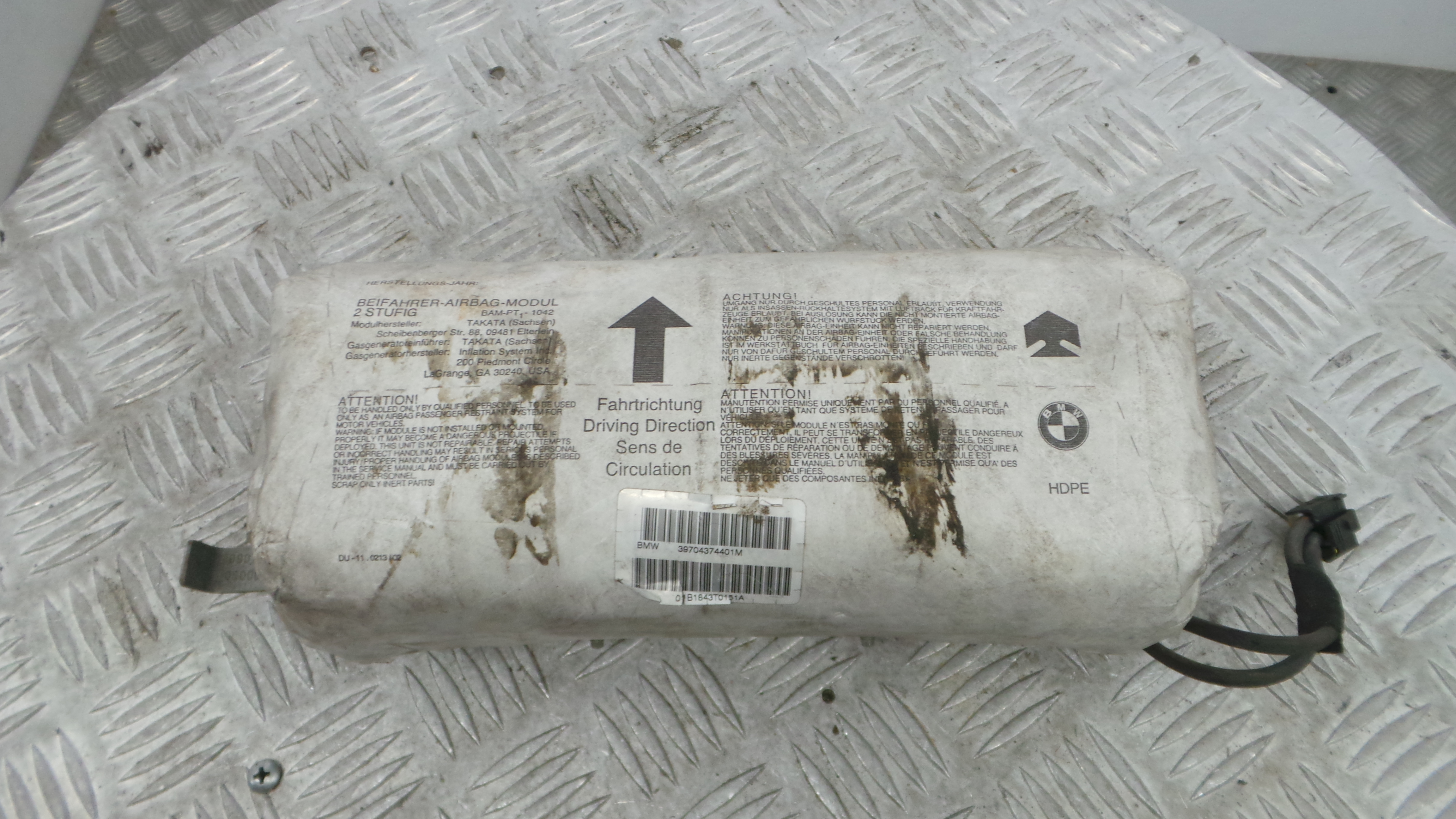 Airbag Passageiro 39704374401M - BMW 3 (E46)-38045762 Airbag Passageiro 39704374401M - BMW 3 (E46)-38045762