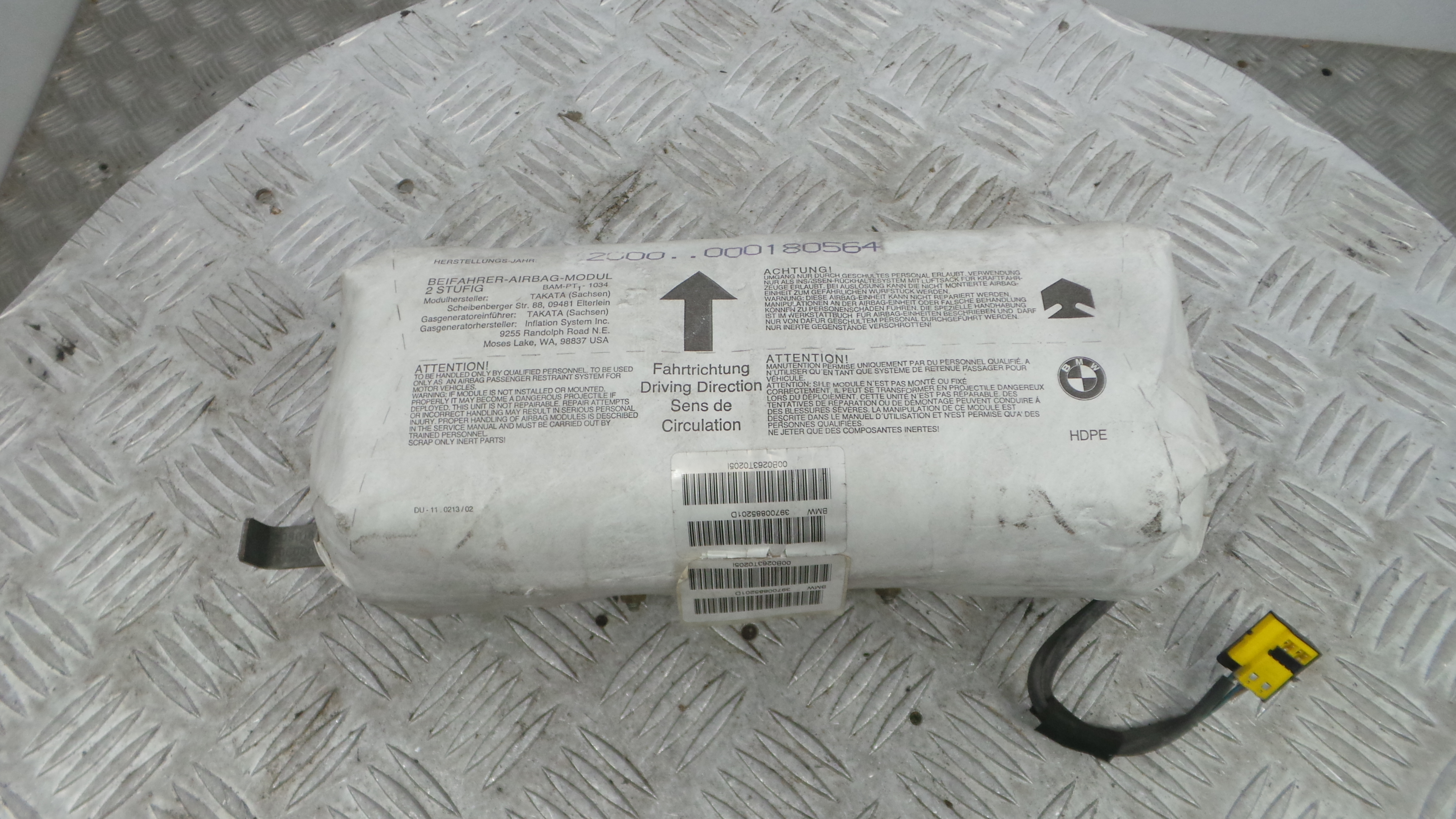 Airbag Passageiro 39700885201D - BMW 3 (E46)-38045768 Airbag Passageiro 39700885201D - BMW 3 (E46)-38045768