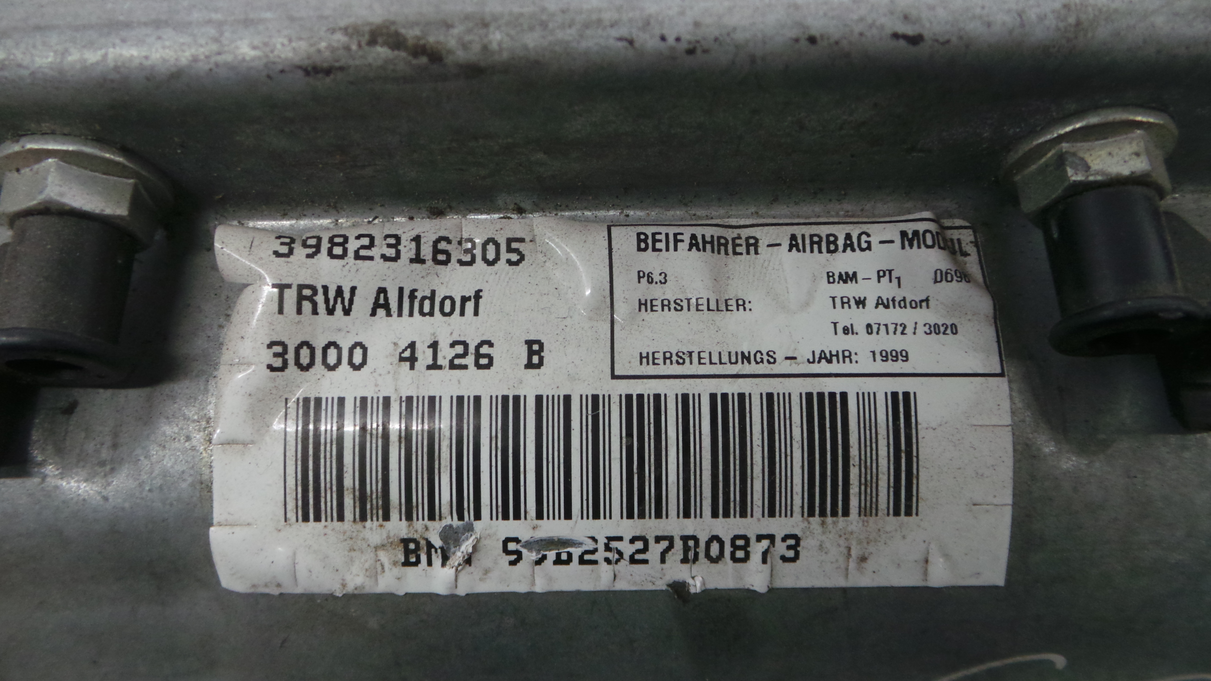 Airbag Passageiro 3982316305 - BMW 5 (E39)-38045780