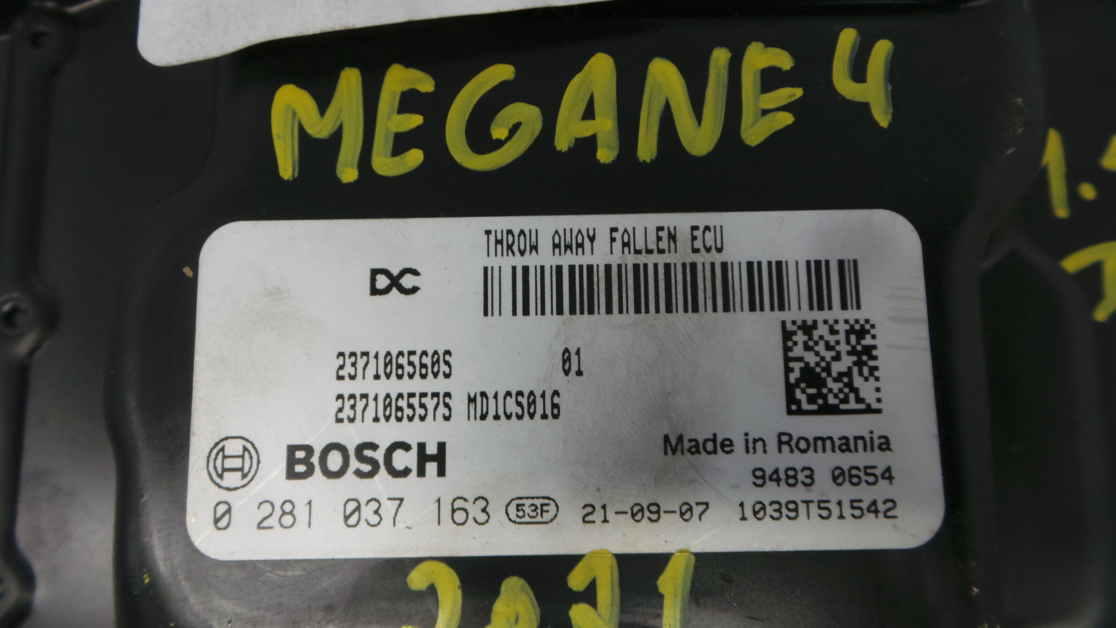 Centralina do Motor 0281037163 - RENAULT MEGANE IV Hatchback (B9A/M/N_)-38061896