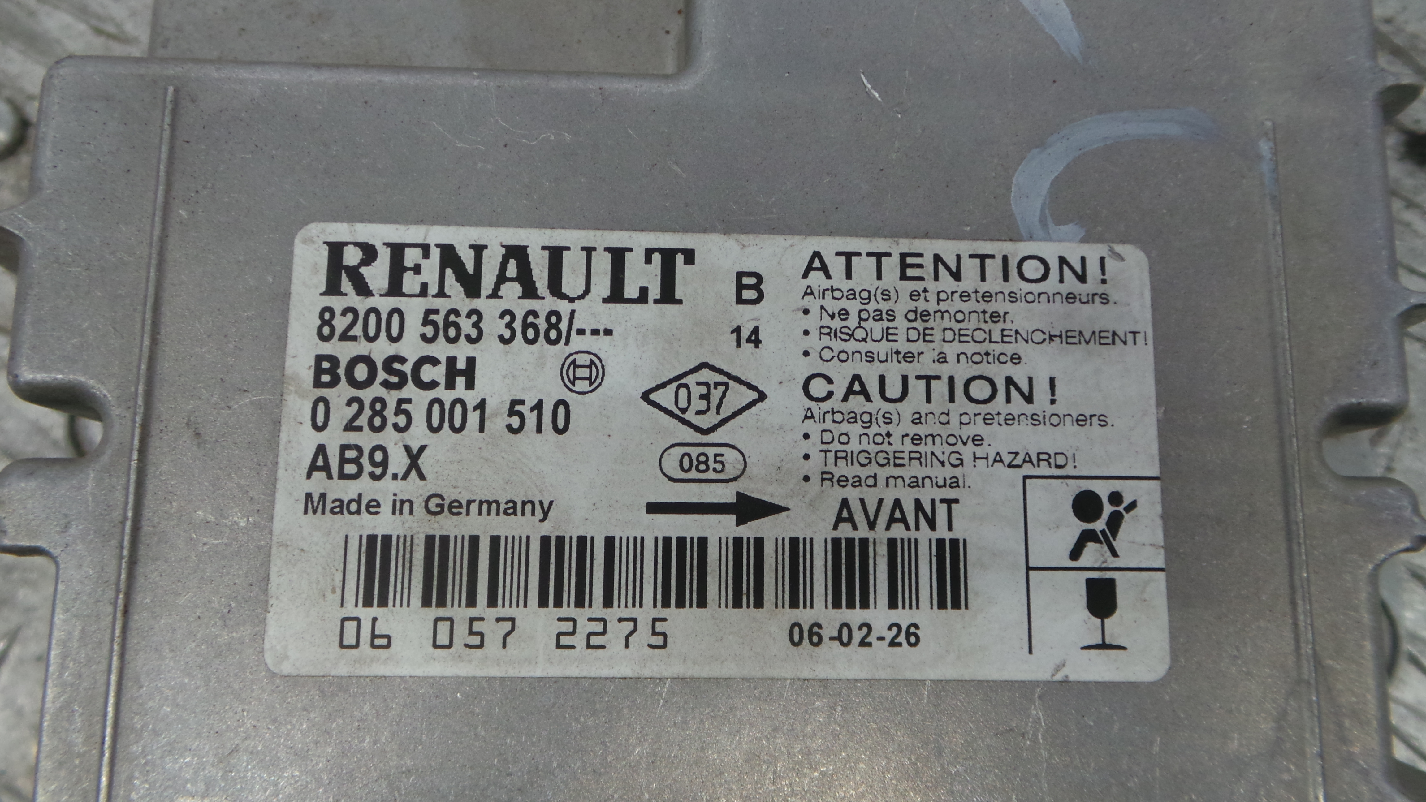 Centralina de Airbags 8200563368 - RENAULT CLIO III (BR0/1, CR0/1)-38061950