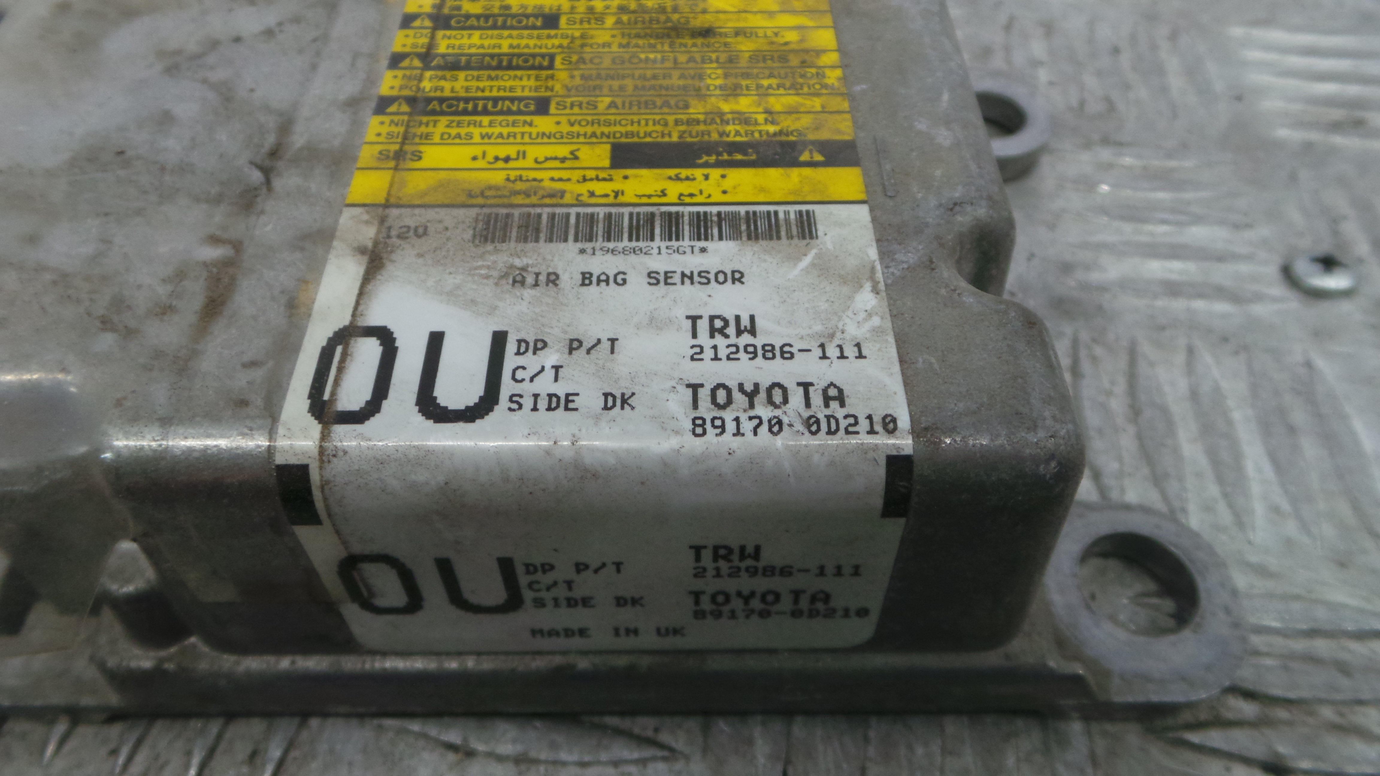 Centralina de Airbags 89170-0D210 - TOYOTA YARIS (_P9_), YARIS/VITZ (_P9_)-38061956