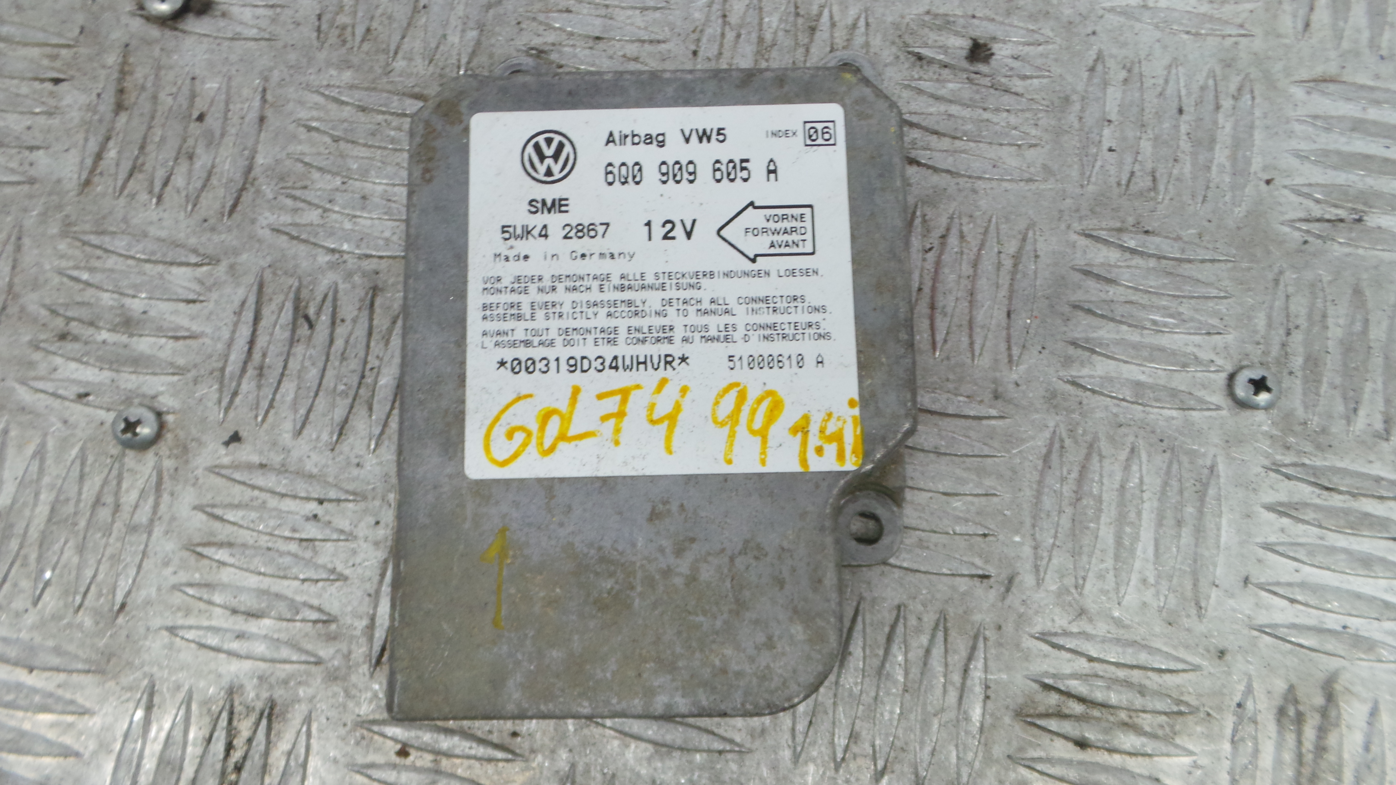 Centralina de Airbags 6Q0909605A - VW GOLF IV (1J1), GOLF Mk IV (1J1)-38061965 Centralina de Airbags 6Q0909605A - VW GOLF IV (1J1), GOLF Mk IV (1J1)-38061965