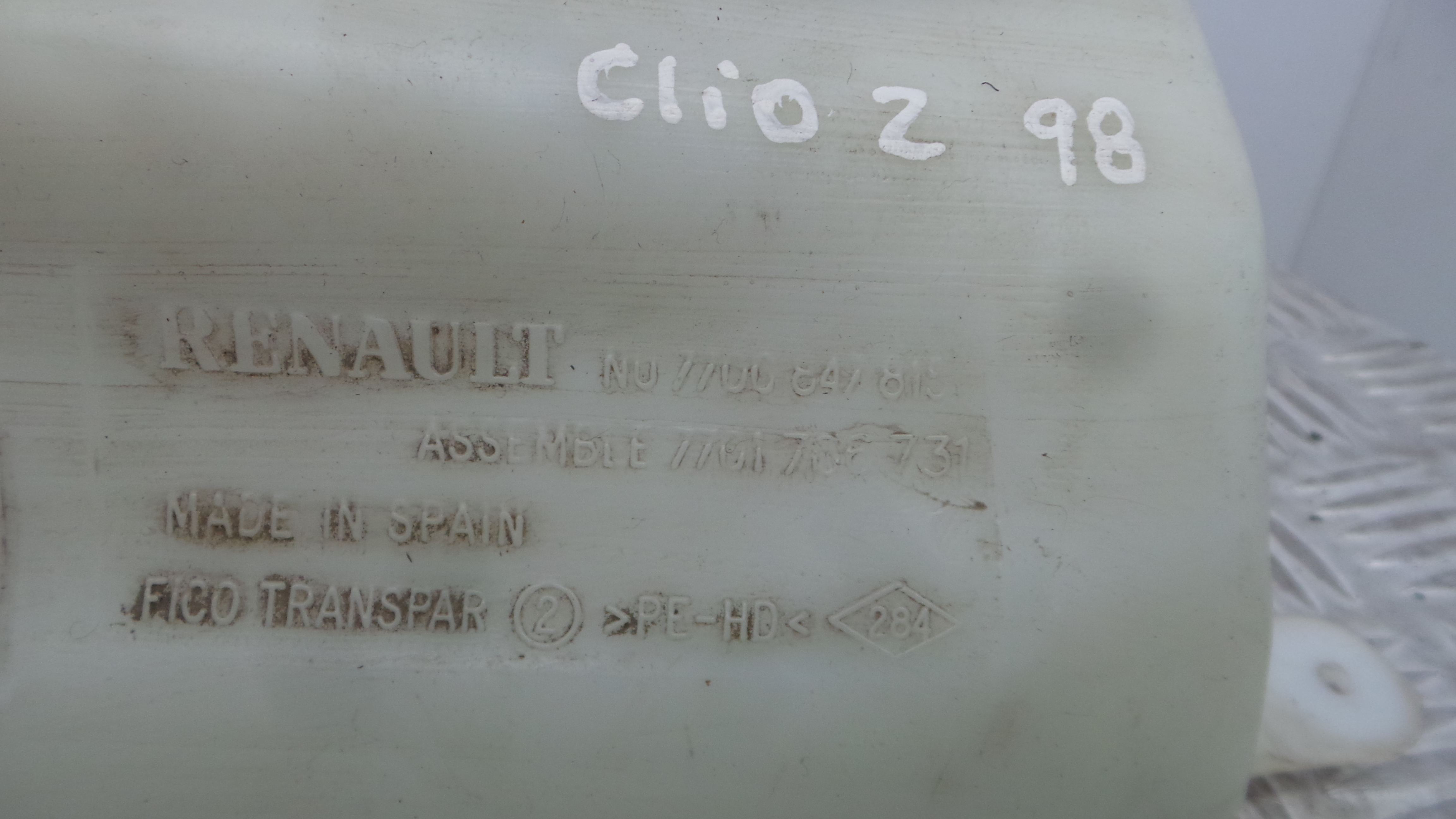 Deposito Reservatório Limpa Vidros Para Brisas 7700847815 - RENAULT CLIO II (BB_, CB_), CLIO Mk II -38315417