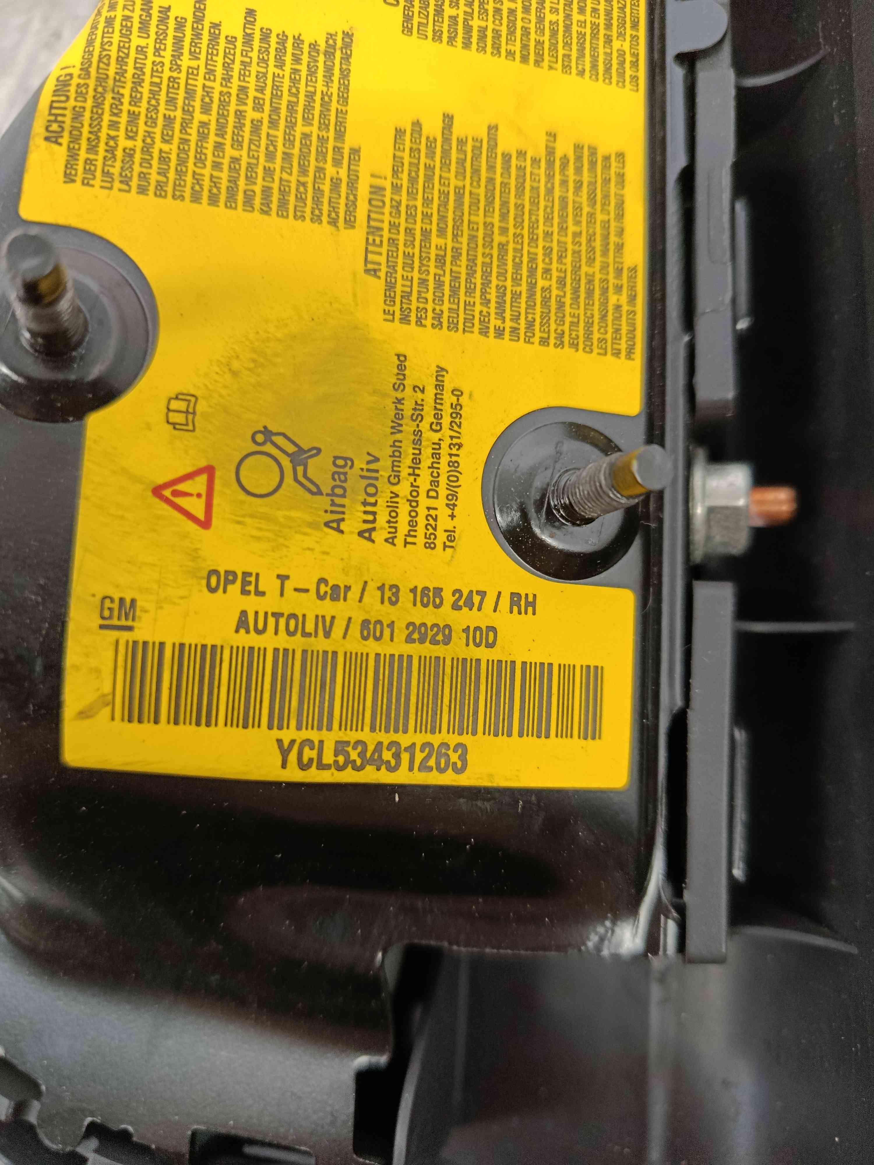 Airbag Banco Dto 13165247 - OPEL ZAFIRA / ZAFIRA FAMILY B (A05)-38402739