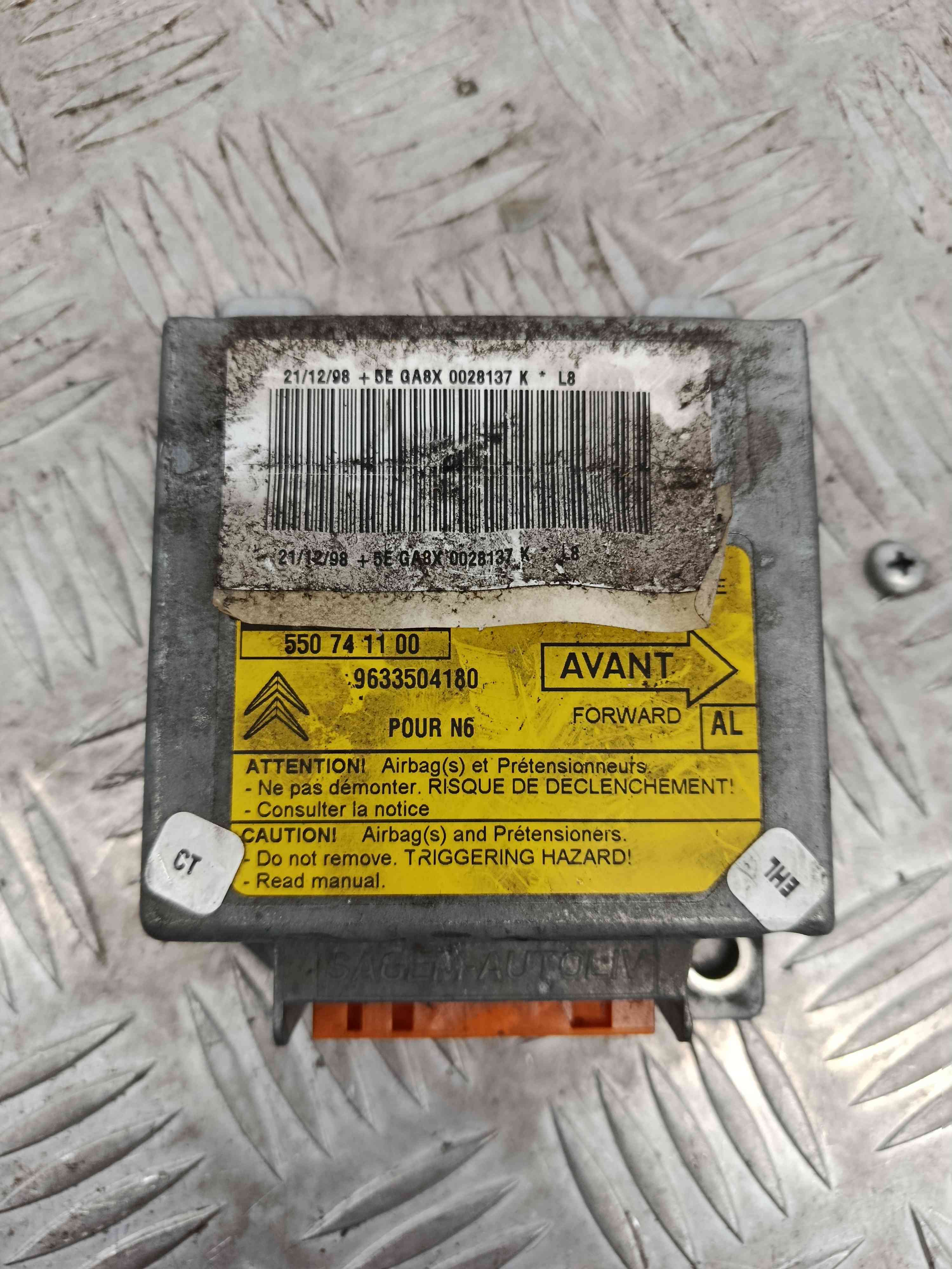 Centralina de Airbags 9633504180 - CITROËN XSARA Break (N2), XSARA Estate (N2)-38443350